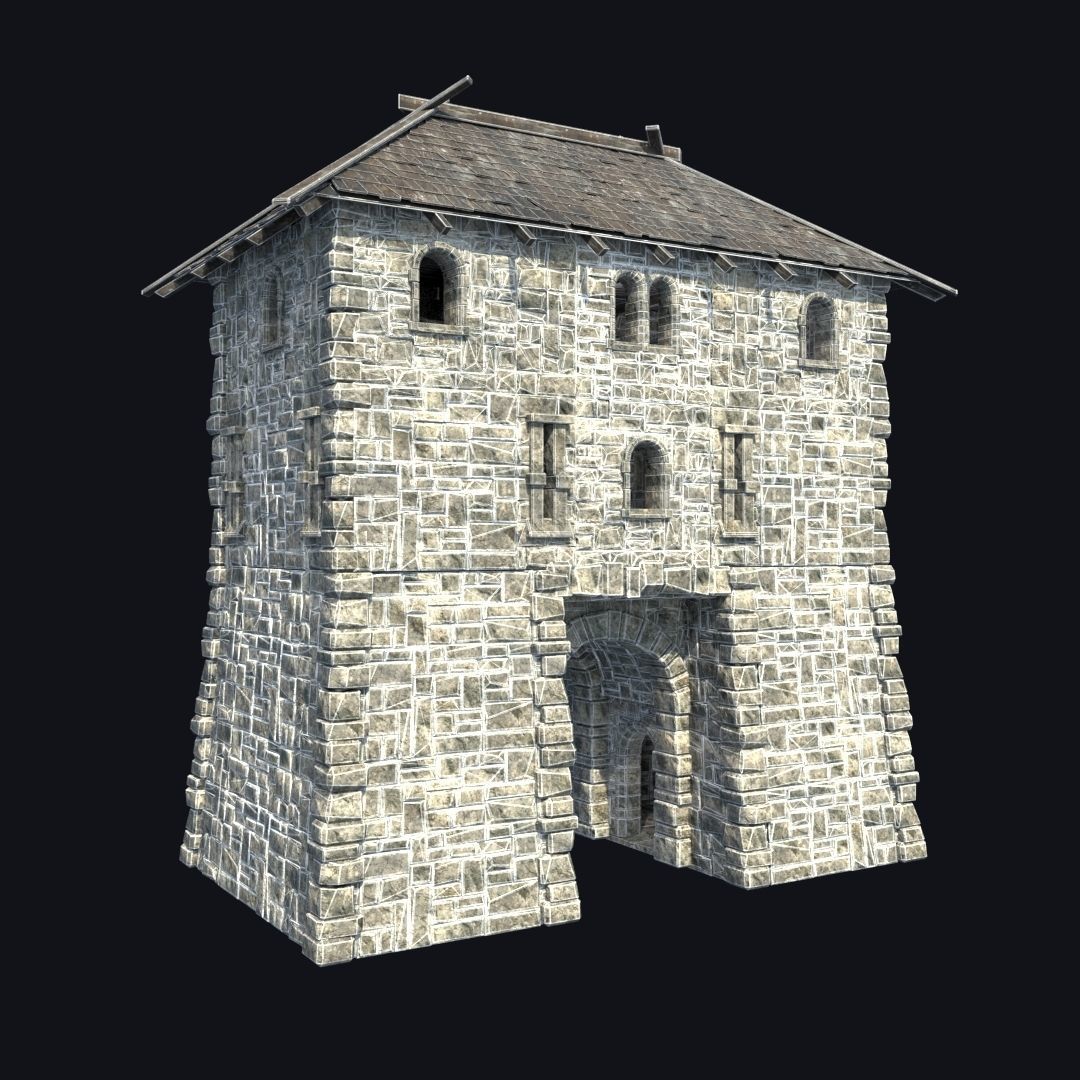 FORT MEDIEVAL CASTLE FORTRESS BAST RUIN TOWER COLLECTION BUILDER Low-poly 3D model_39