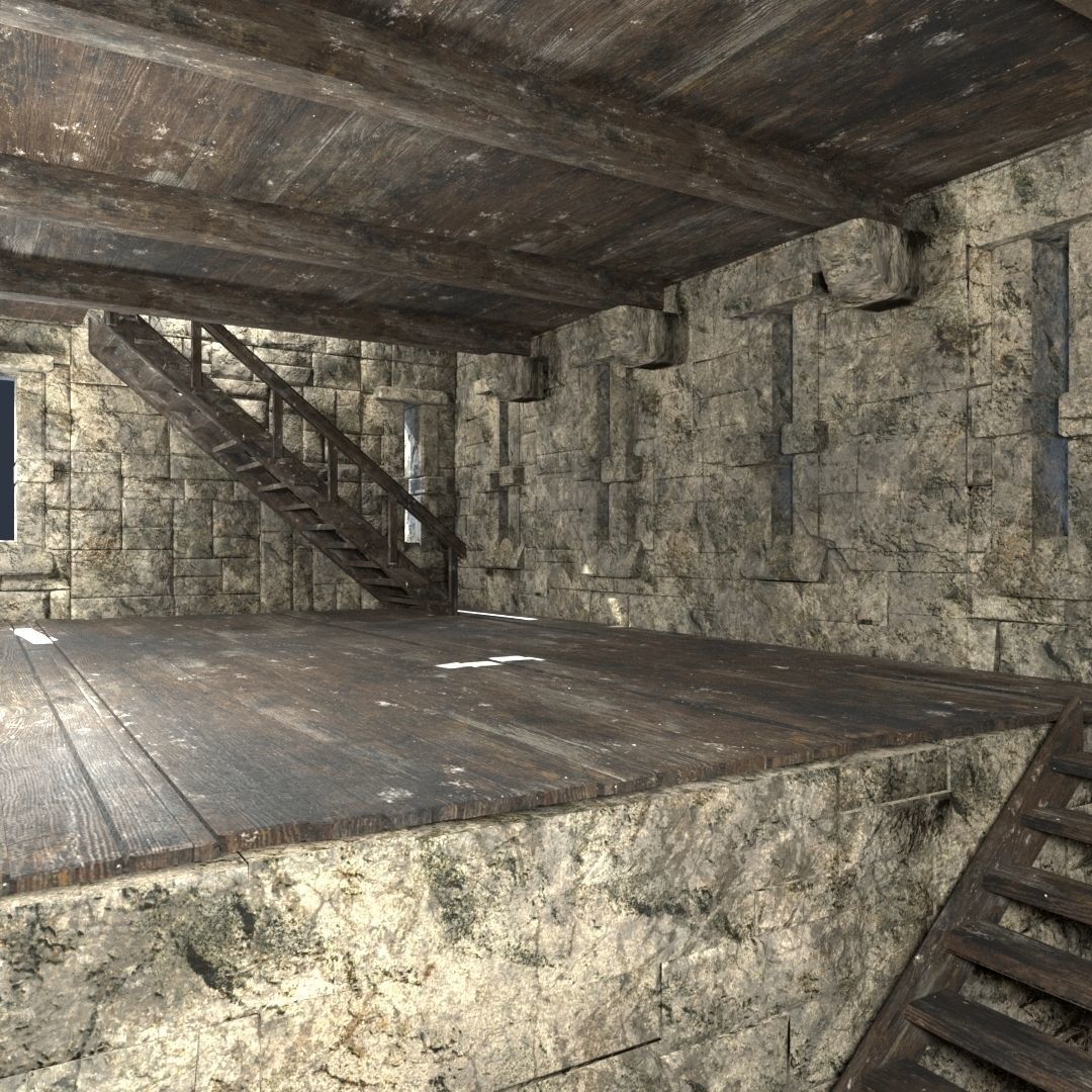 FORT MEDIEVAL CASTLE FORTRESS BAST RUIN TOWER COLLECTION BUILDER Low-poly 3D model_40