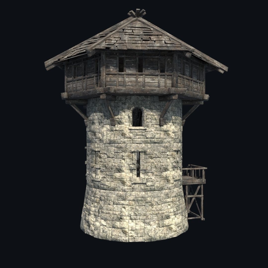 FORT MEDIEVAL CASTLE FORTRESS BAST RUIN TOWER COLLECTION BUILDER Low-poly 3D model_27