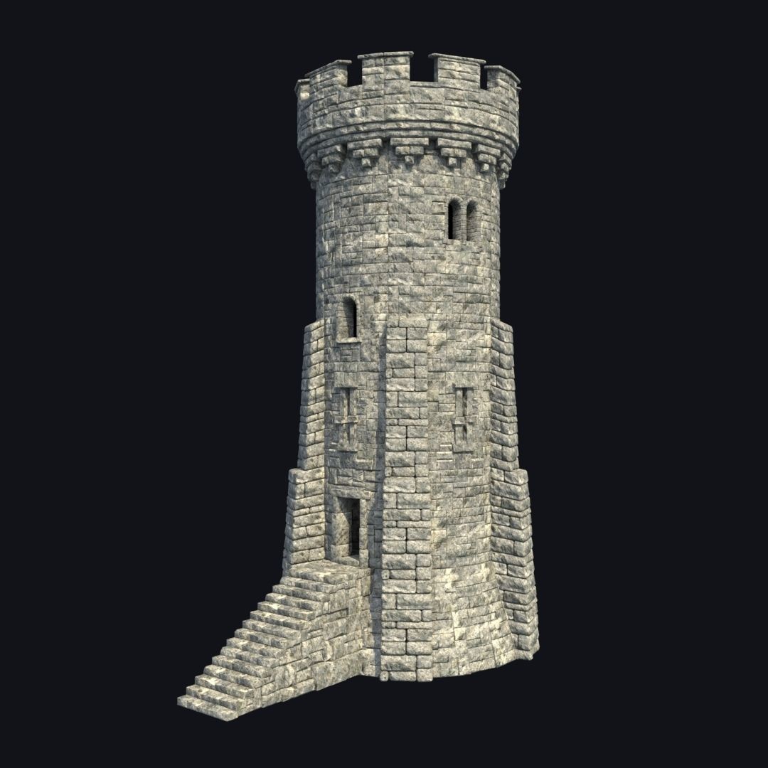 FORT MEDIEVAL CASTLE FORTRESS BAST RUIN TOWER COLLECTION BUILDER Low-poly 3D model_11
