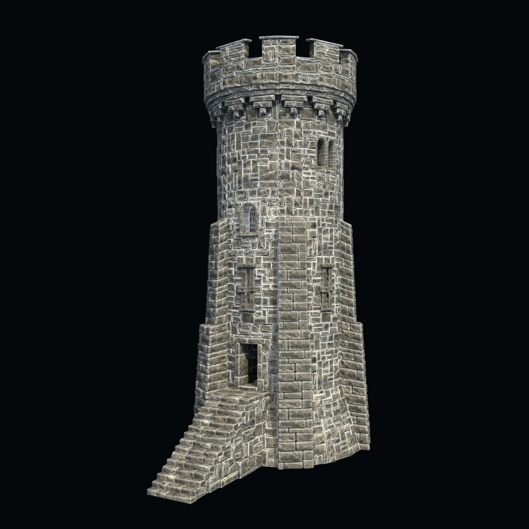 FORT MEDIEVAL CASTLE FORTRESS BAST RUIN TOWER COLLECTION BUILDER Low-poly 3D model_14