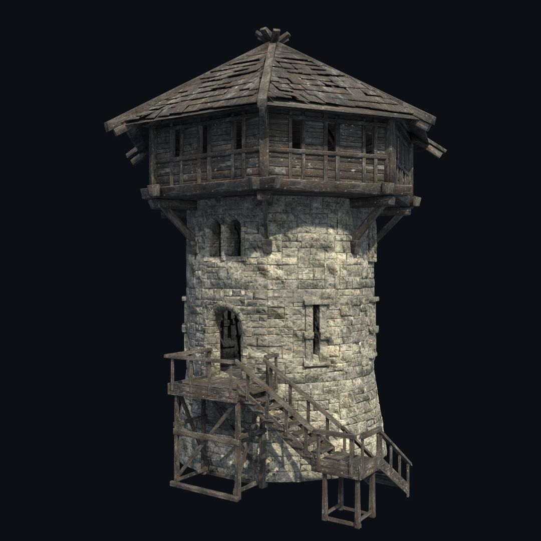 FORT MEDIEVAL CASTLE FORTRESS BAST RUIN TOWER COLLECTION BUILDER Low-poly 3D model_26