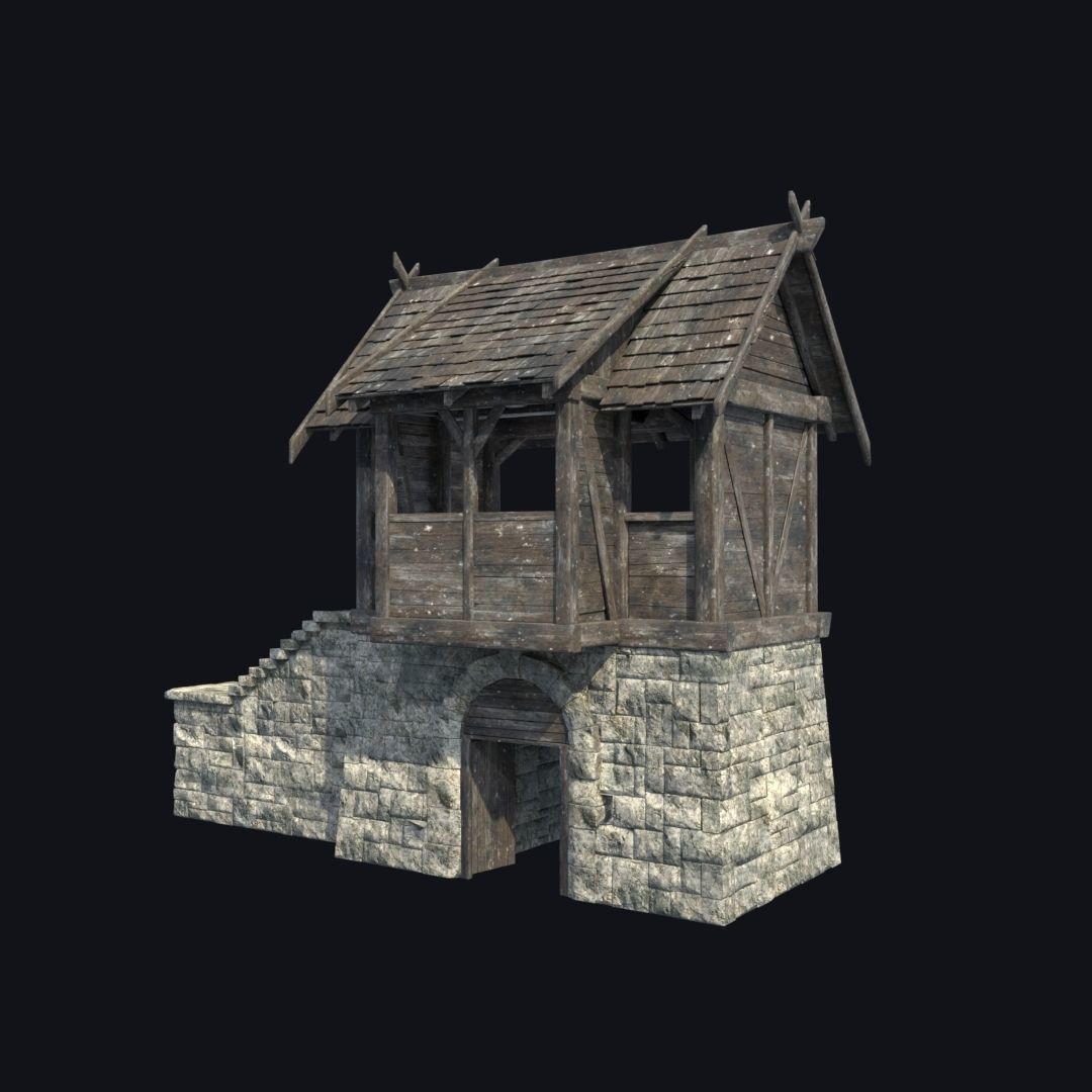 FORT MEDIEVAL CASTLE FORTRESS BAST RUIN TOWER COLLECTION BUILDER Low-poly 3D model_7
