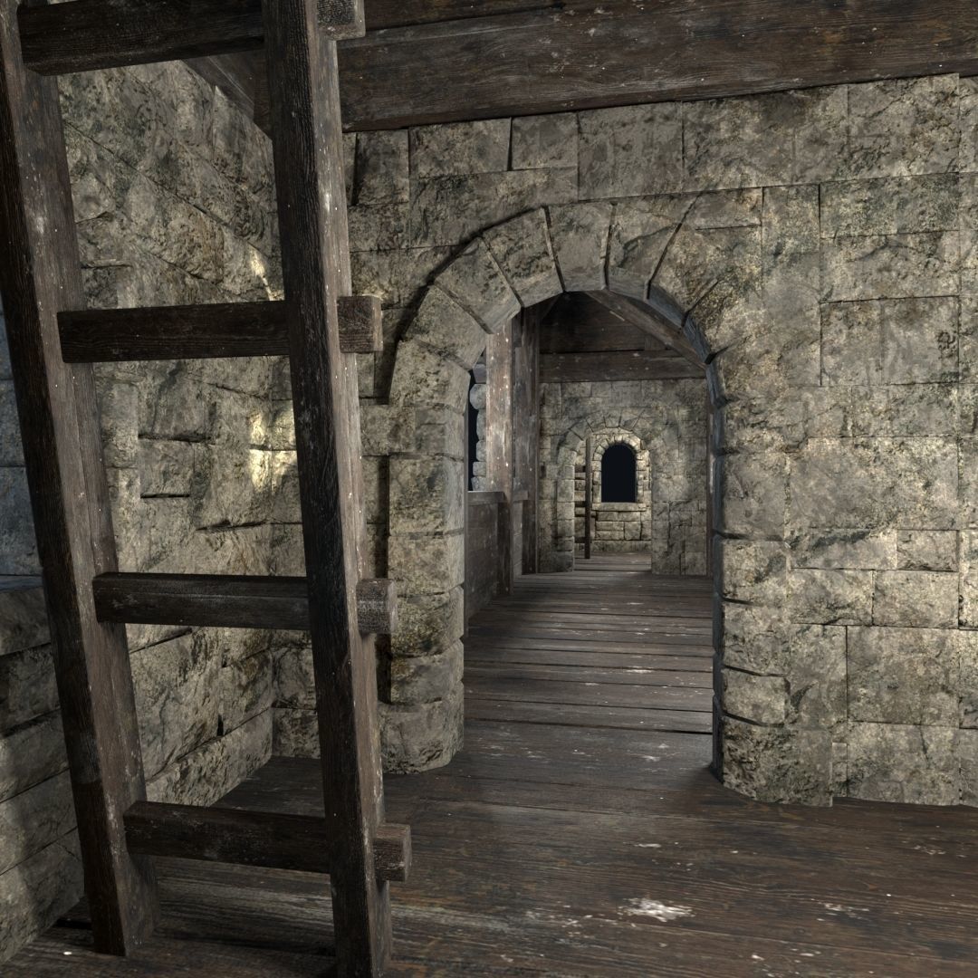 FORT MEDIEVAL CASTLE FORTRESS BAST RUIN TOWER COLLECTION BUILDER Low-poly 3D model_5