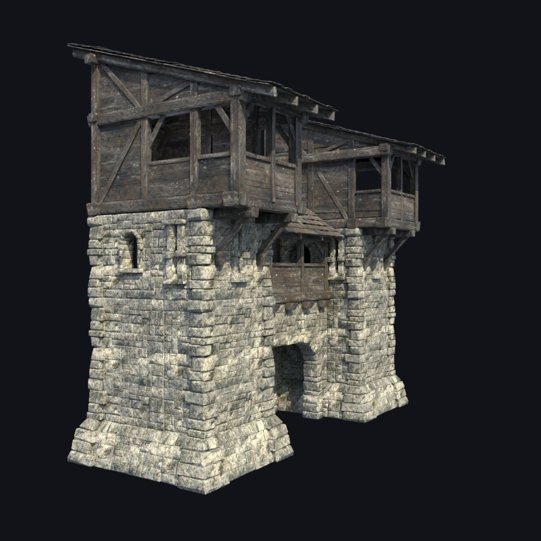 FORT MEDIEVAL CASTLE FORTRESS BAST RUIN TOWER COLLECTION BUILDER Low-poly 3D model_3
