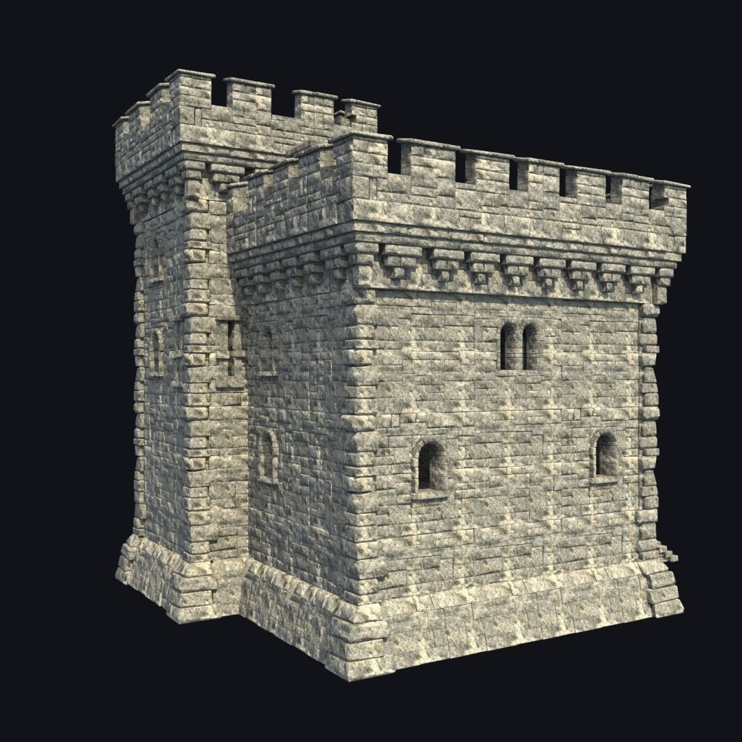 FORT MEDIEVAL CASTLE FORTRESS BAST RUIN TOWER COLLECTION BUILDER Low-poly 3D model_22