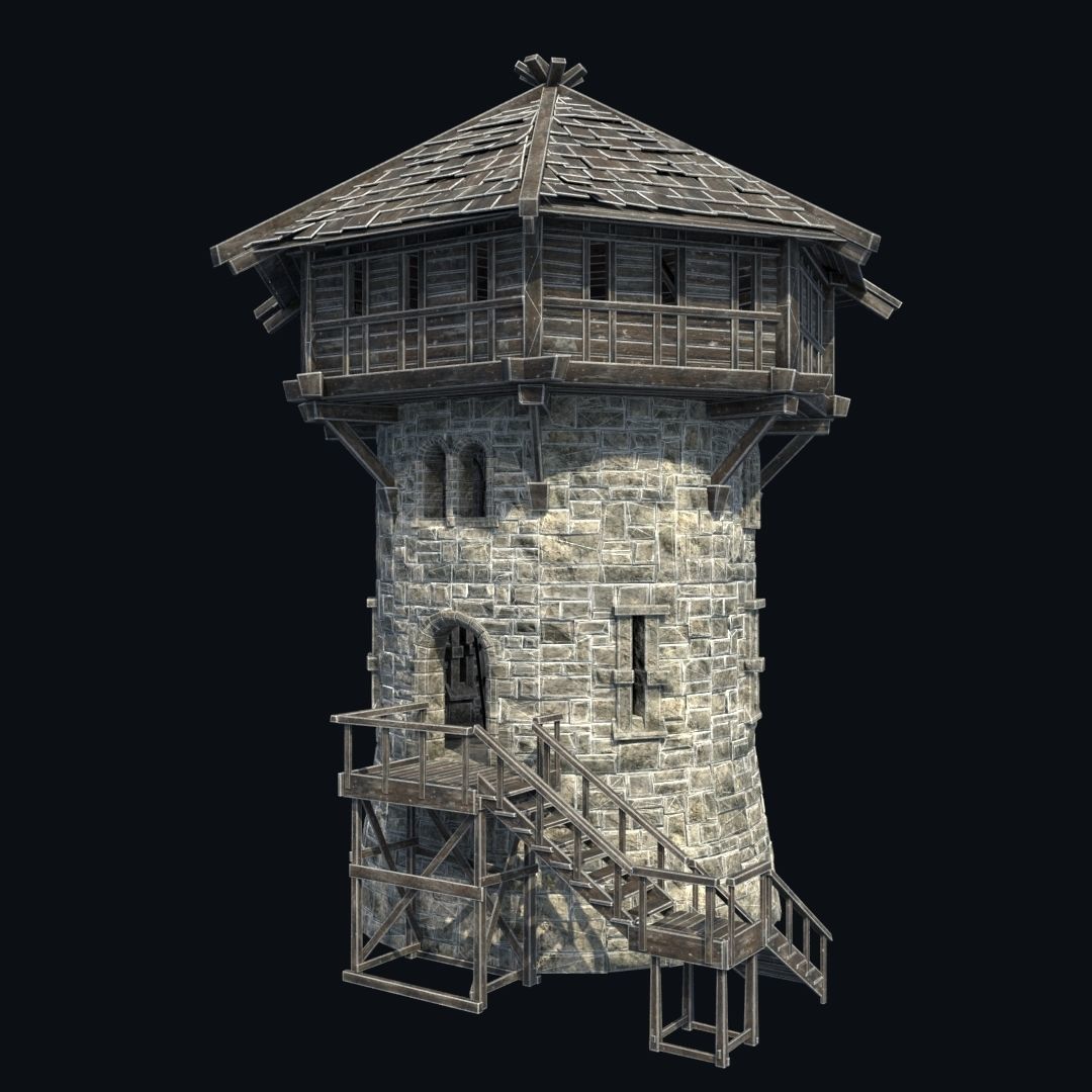 FORT MEDIEVAL CASTLE FORTRESS BAST RUIN TOWER COLLECTION BUILDER Low-poly 3D model_29