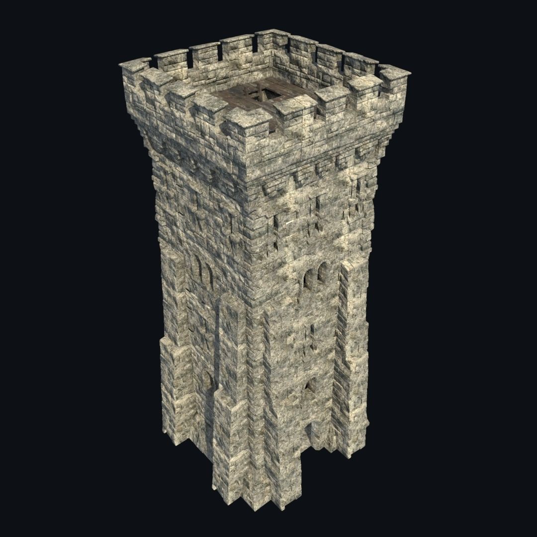 FORT MEDIEVAL CASTLE FORTRESS BAST RUIN TOWER COLLECTION BUILDER Low-poly 3D model_33