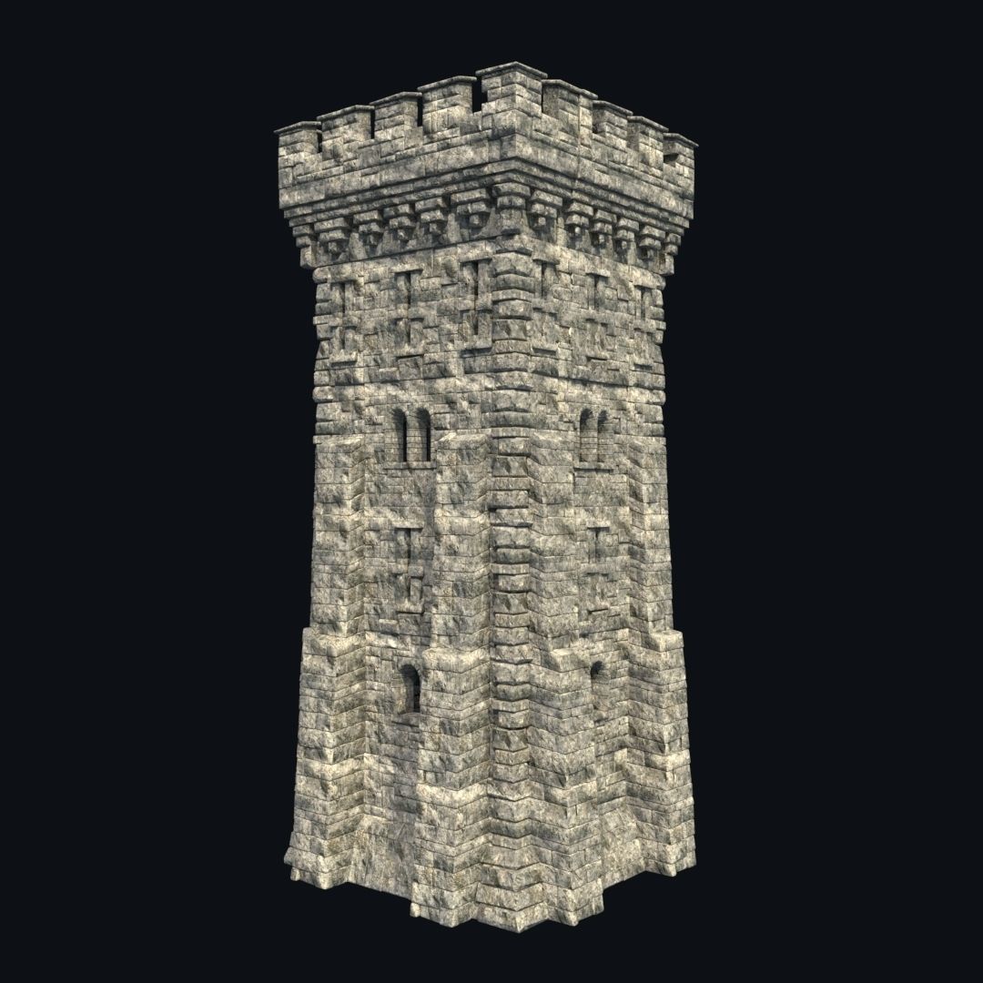 FORT MEDIEVAL CASTLE FORTRESS BAST RUIN TOWER COLLECTION BUILDER Low-poly 3D model_32