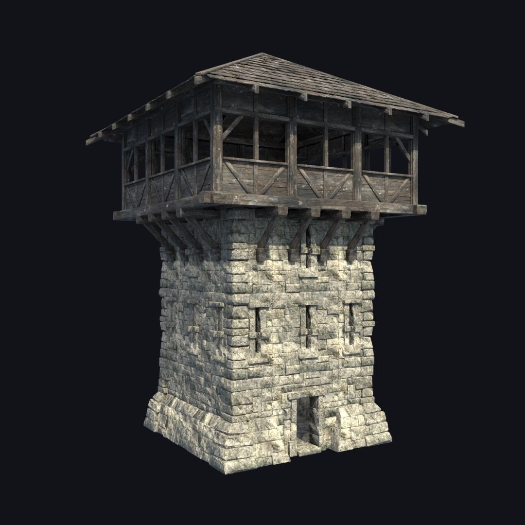FORT MEDIEVAL CASTLE FORTRESS BAST RUIN TOWER COLLECTION BUILDER Low-poly 3D model_41