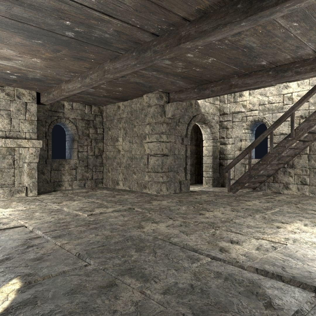 FORT MEDIEVAL CASTLE FORTRESS BAST RUIN TOWER COLLECTION BUILDER Low-poly 3D model_25