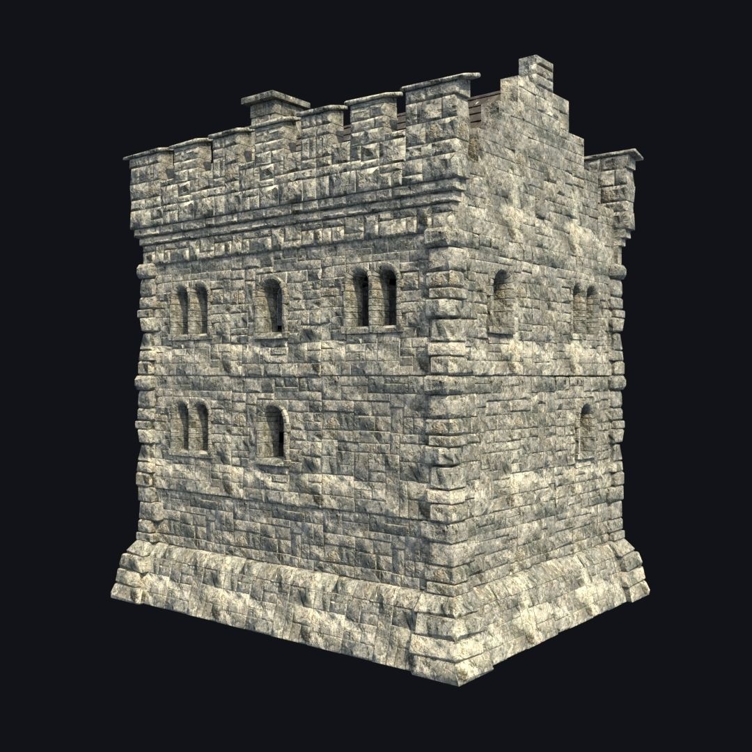 FORT MEDIEVAL CASTLE FORTRESS BAST RUIN TOWER COLLECTION BUILDER Low-poly 3D model_17