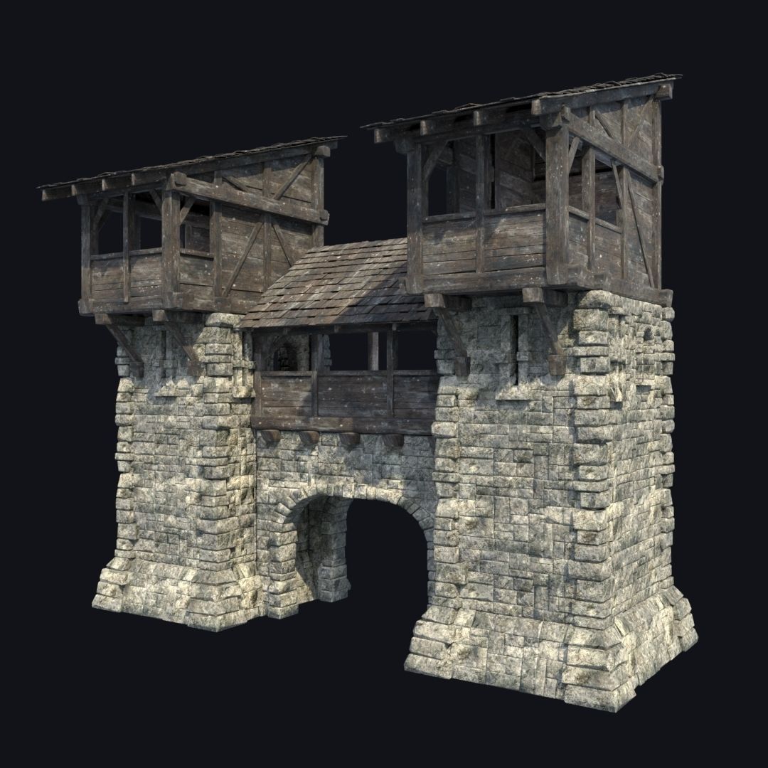 FORT MEDIEVAL CASTLE FORTRESS BAST RUIN TOWER COLLECTION BUILDER Low-poly 3D model_1