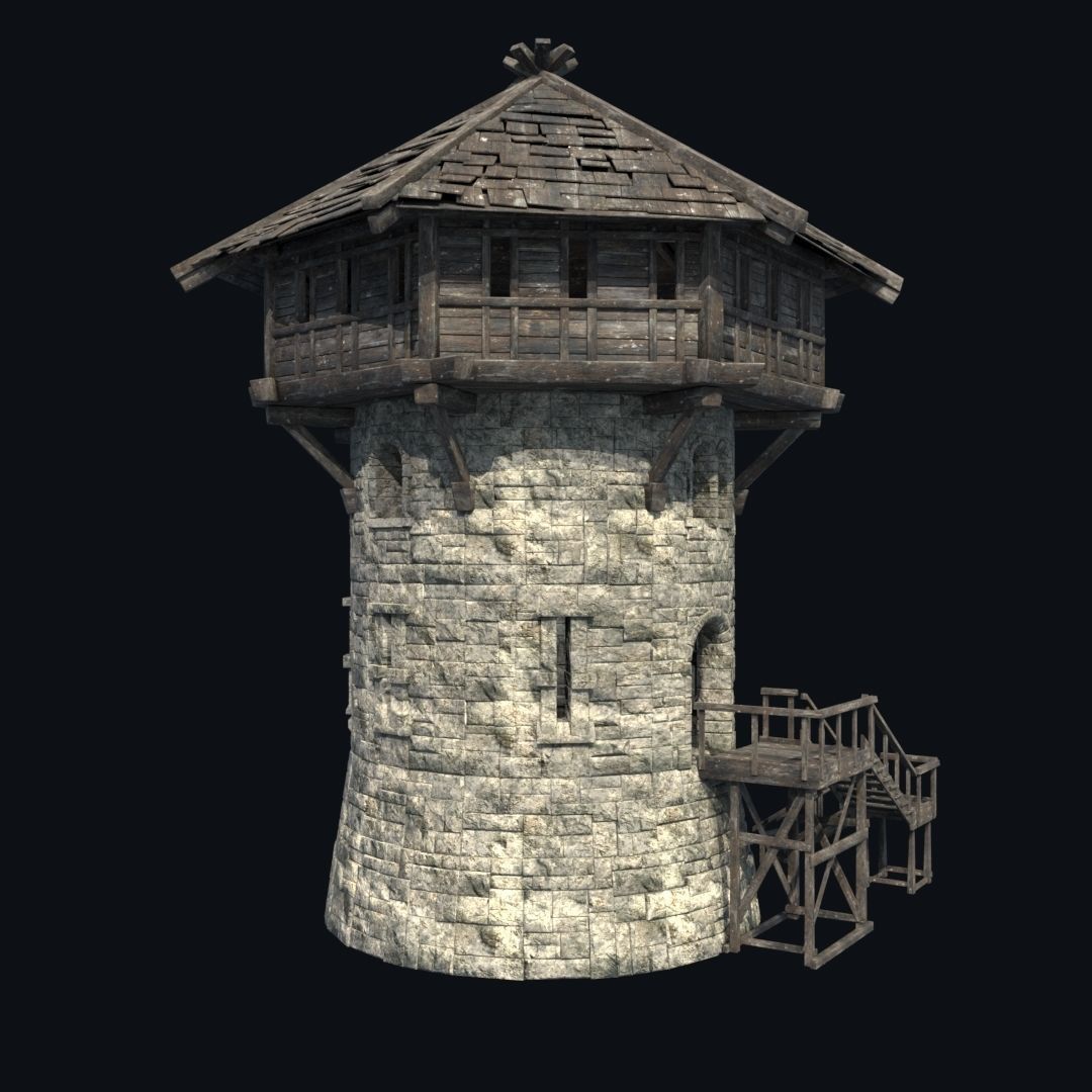 FORT MEDIEVAL CASTLE FORTRESS BAST RUIN TOWER COLLECTION BUILDER Low-poly 3D model_28