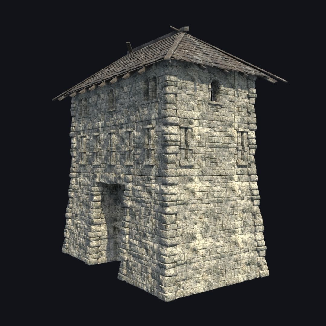 FORT MEDIEVAL CASTLE FORTRESS BAST RUIN TOWER COLLECTION BUILDER Low-poly 3D model_38