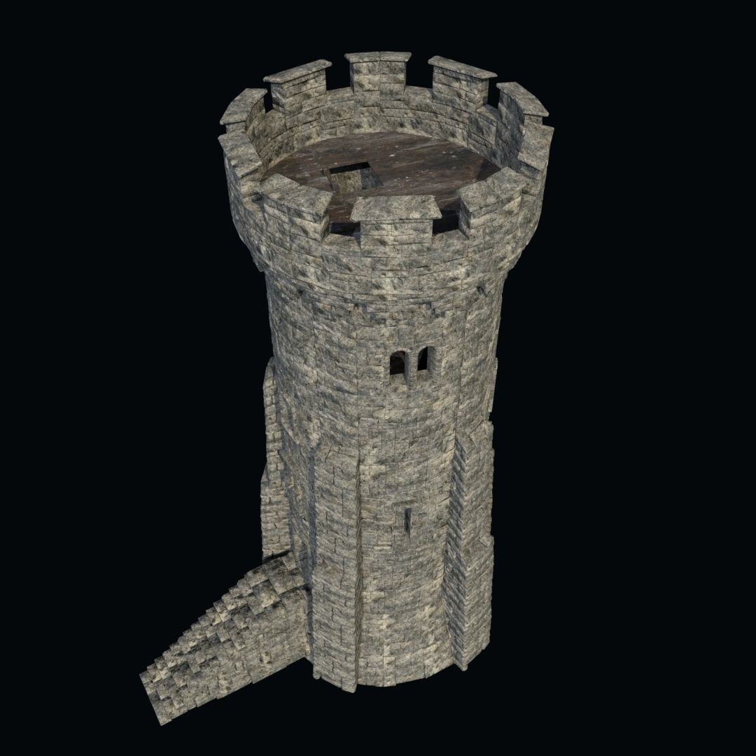 FORT MEDIEVAL CASTLE FORTRESS BAST RUIN TOWER COLLECTION BUILDER Low-poly 3D model_13