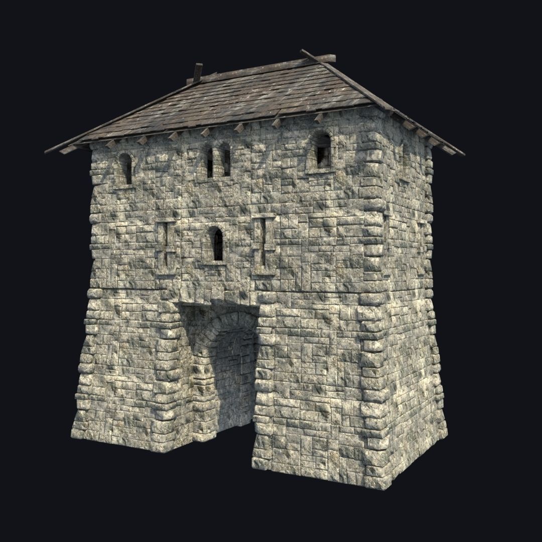 FORT MEDIEVAL CASTLE FORTRESS BAST RUIN TOWER COLLECTION BUILDER Low-poly 3D model_37