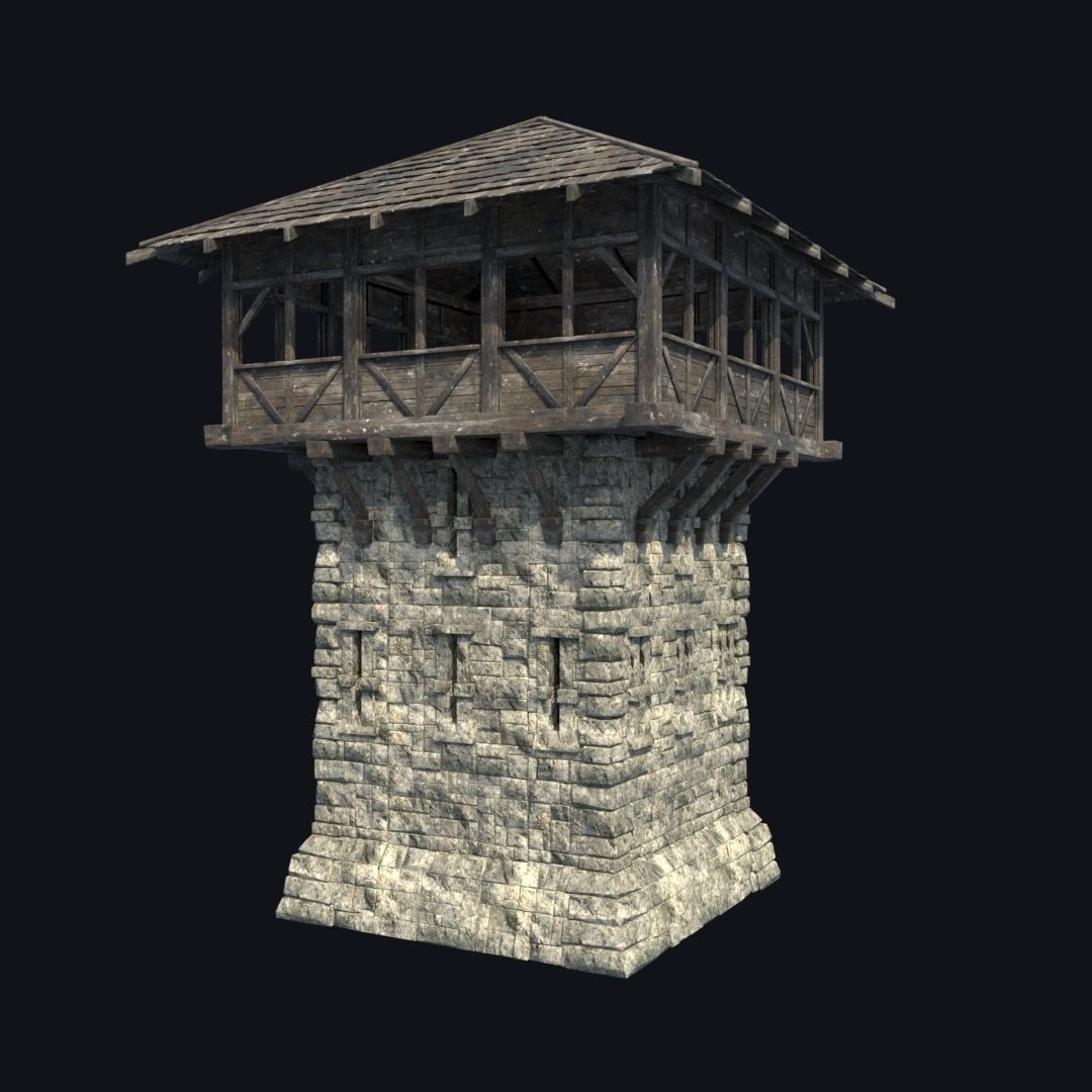 FORT MEDIEVAL CASTLE FORTRESS BAST RUIN TOWER COLLECTION BUILDER Low-poly 3D model_42