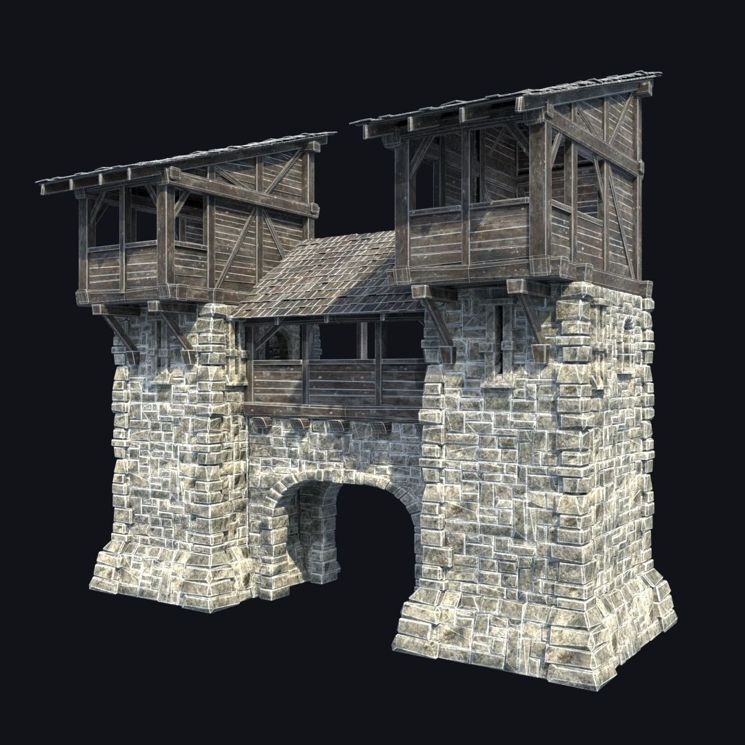 FORT MEDIEVAL CASTLE FORTRESS BAST RUIN TOWER COLLECTION BUILDER Low-poly 3D model_4