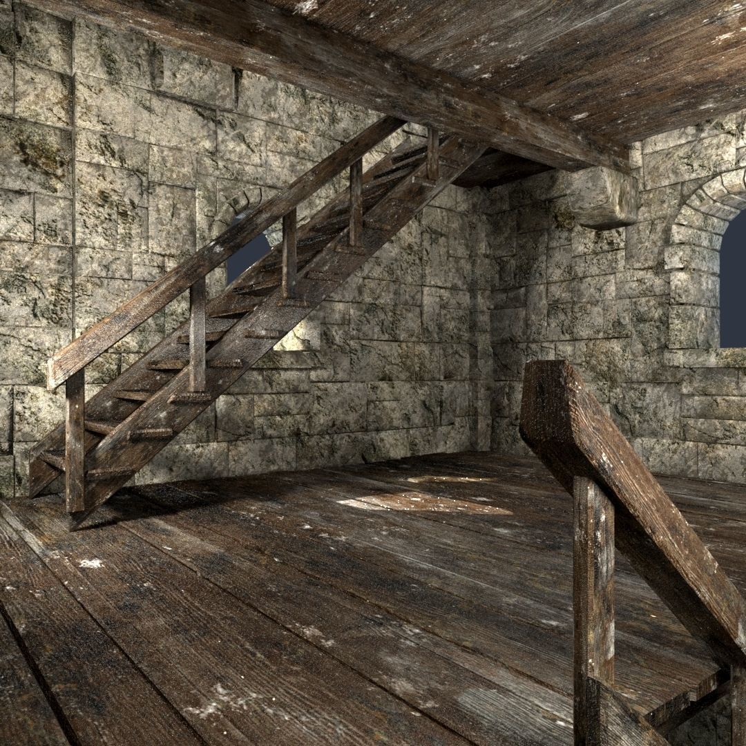 FORT MEDIEVAL CASTLE FORTRESS BAST RUIN TOWER COLLECTION BUILDER Low-poly 3D model_35