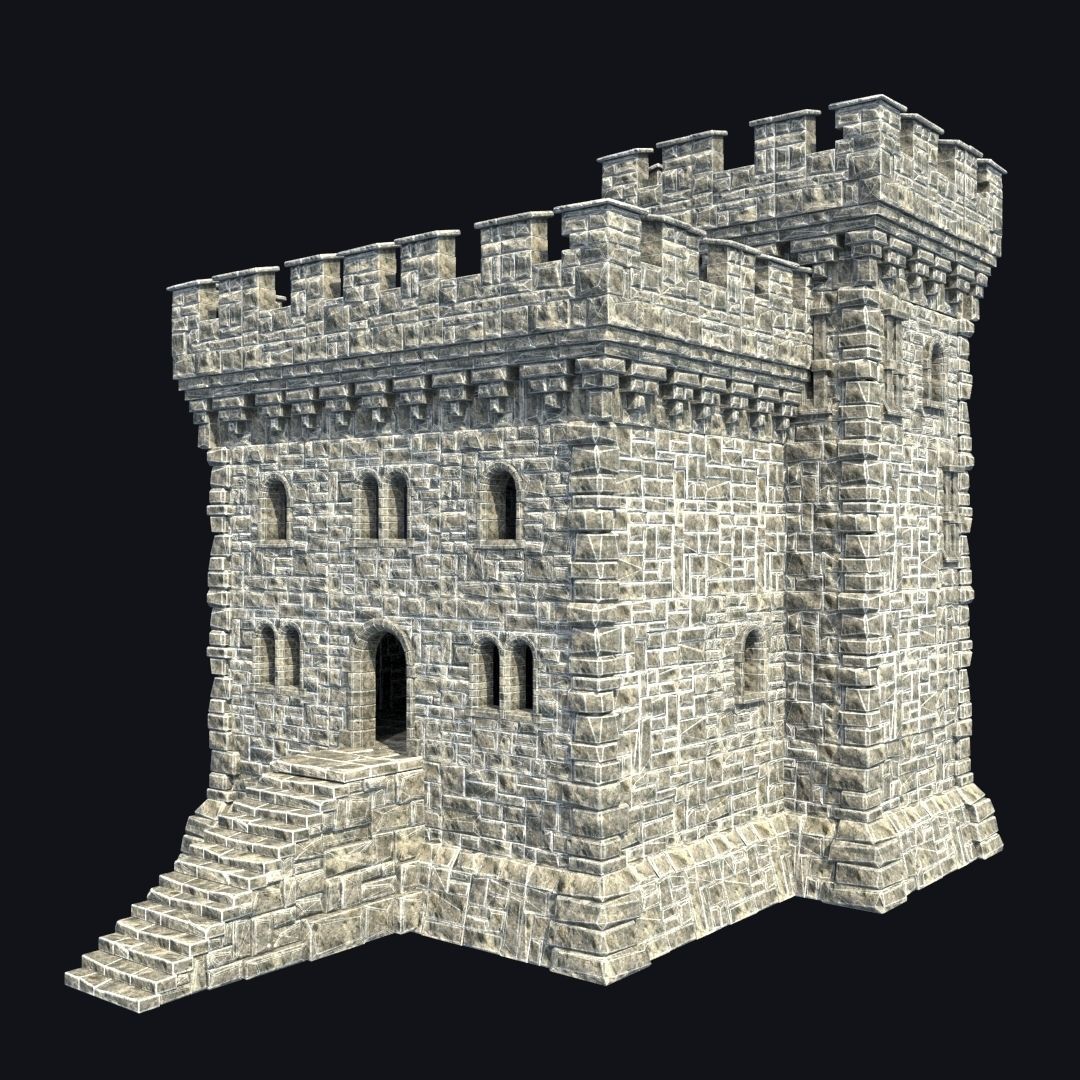 FORT MEDIEVAL CASTLE FORTRESS BAST RUIN TOWER COLLECTION BUILDER Low-poly 3D model_24
