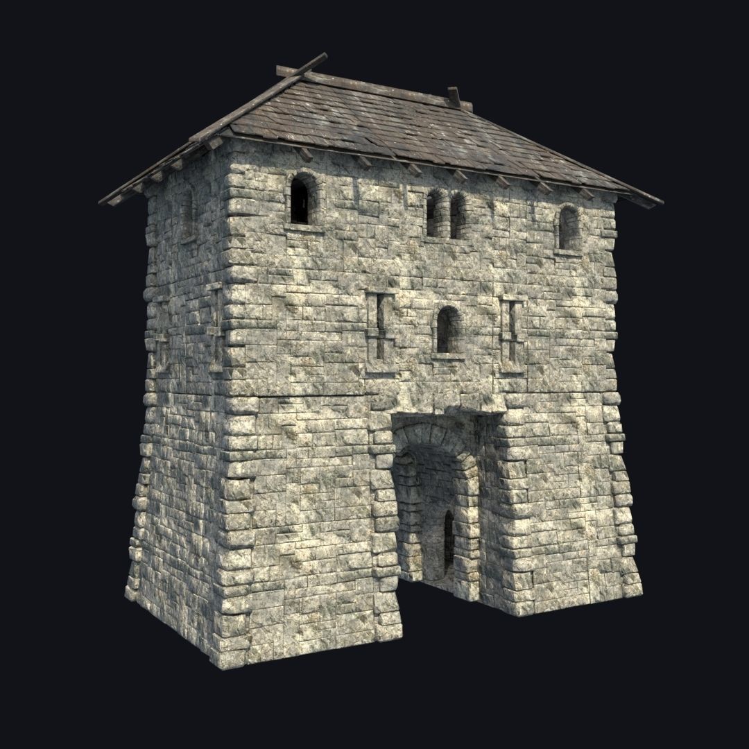 FORT MEDIEVAL CASTLE FORTRESS BAST RUIN TOWER COLLECTION BUILDER Low-poly 3D model_36