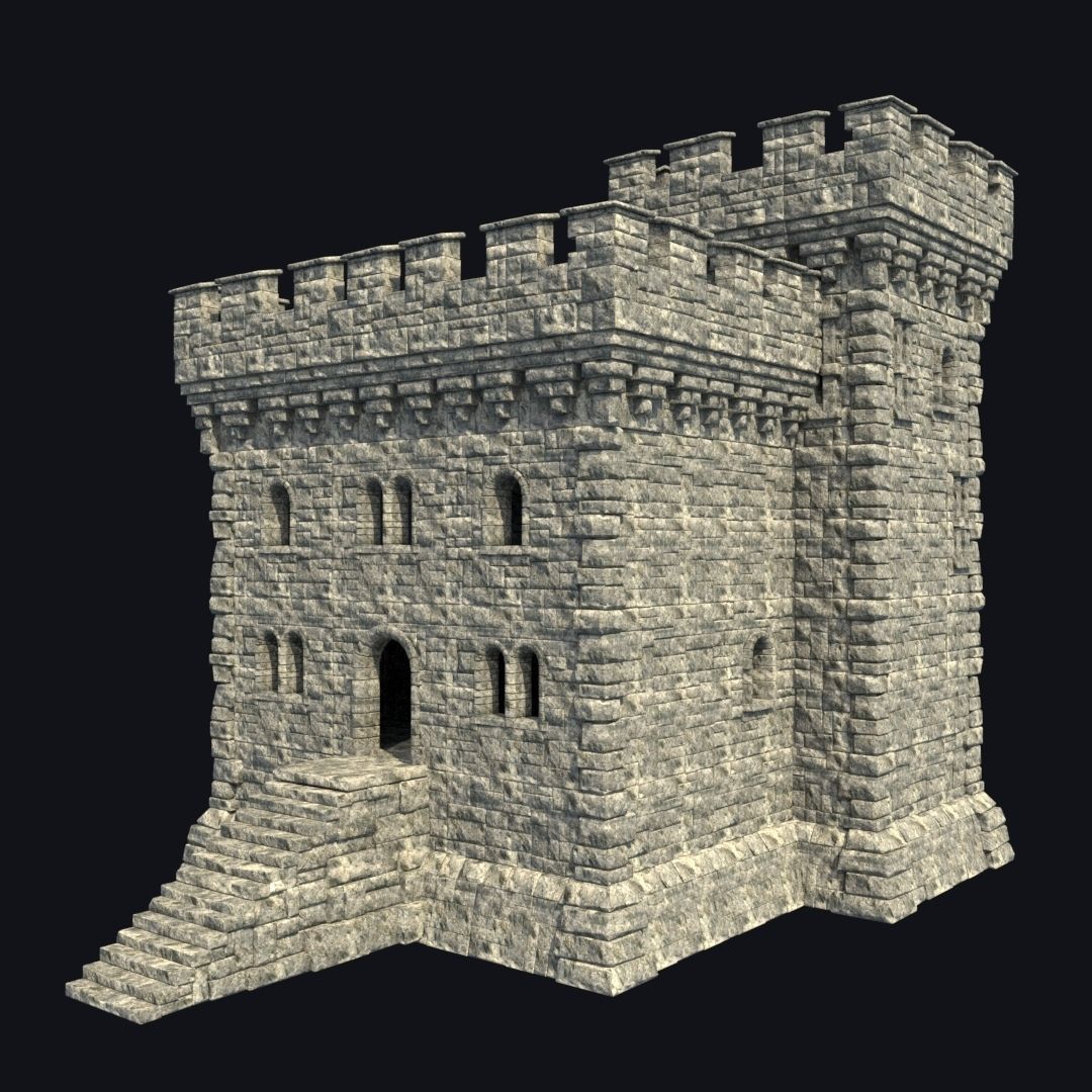 FORT MEDIEVAL CASTLE FORTRESS BAST RUIN TOWER COLLECTION BUILDER Low-poly 3D model_21