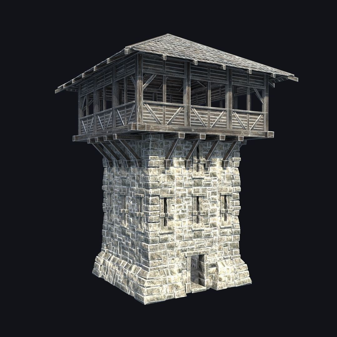 FORT MEDIEVAL CASTLE FORTRESS BAST RUIN TOWER COLLECTION BUILDER Low-poly 3D model_44