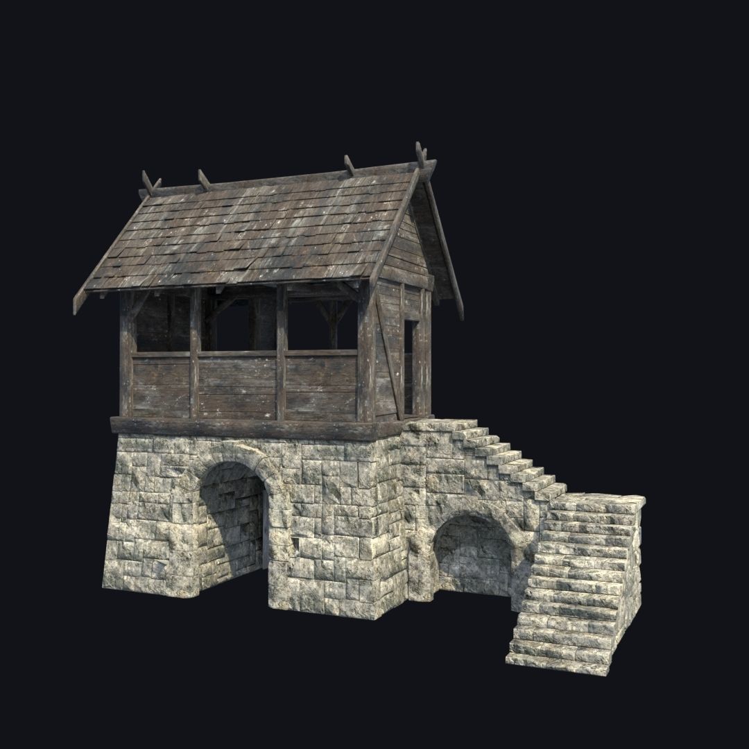 FORT MEDIEVAL CASTLE FORTRESS BAST RUIN TOWER COLLECTION BUILDER Low-poly 3D model_6