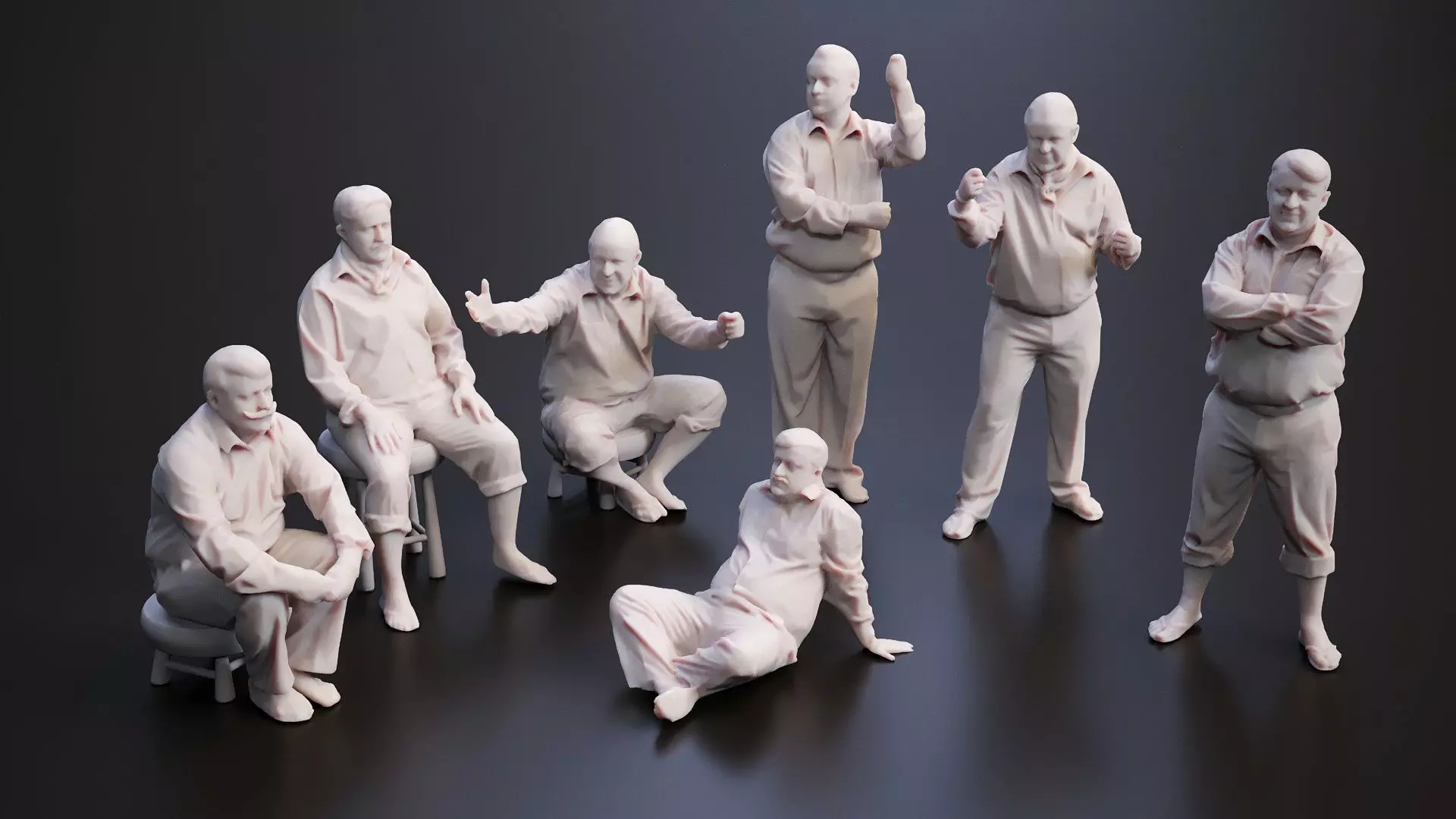 3D Man Multi Pose Model Package Blender and 3ds Max 3D model_0