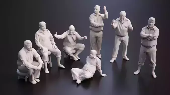 3D Man Multi Pose Model Package Blender and 3ds Max 3D model