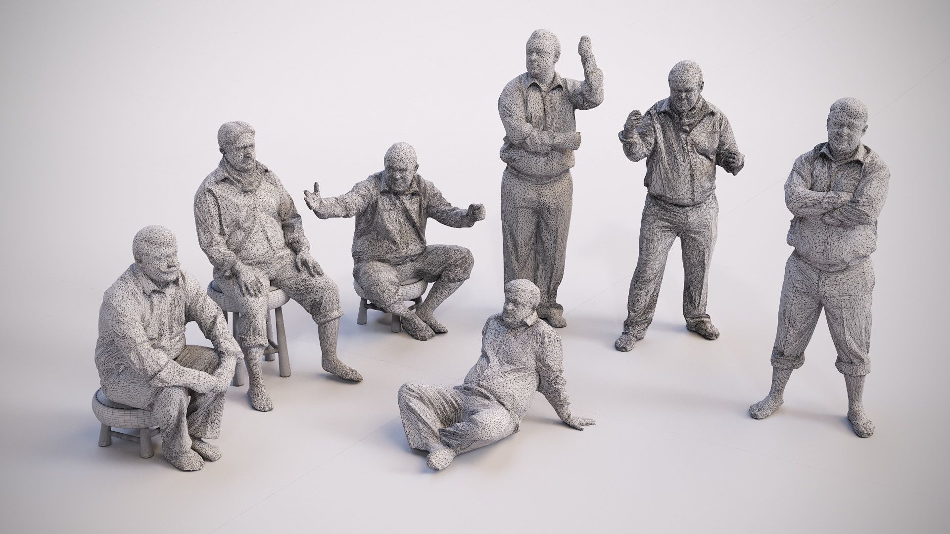 3D Man Multi Pose Model Package Blender and 3ds Max 3D model_4