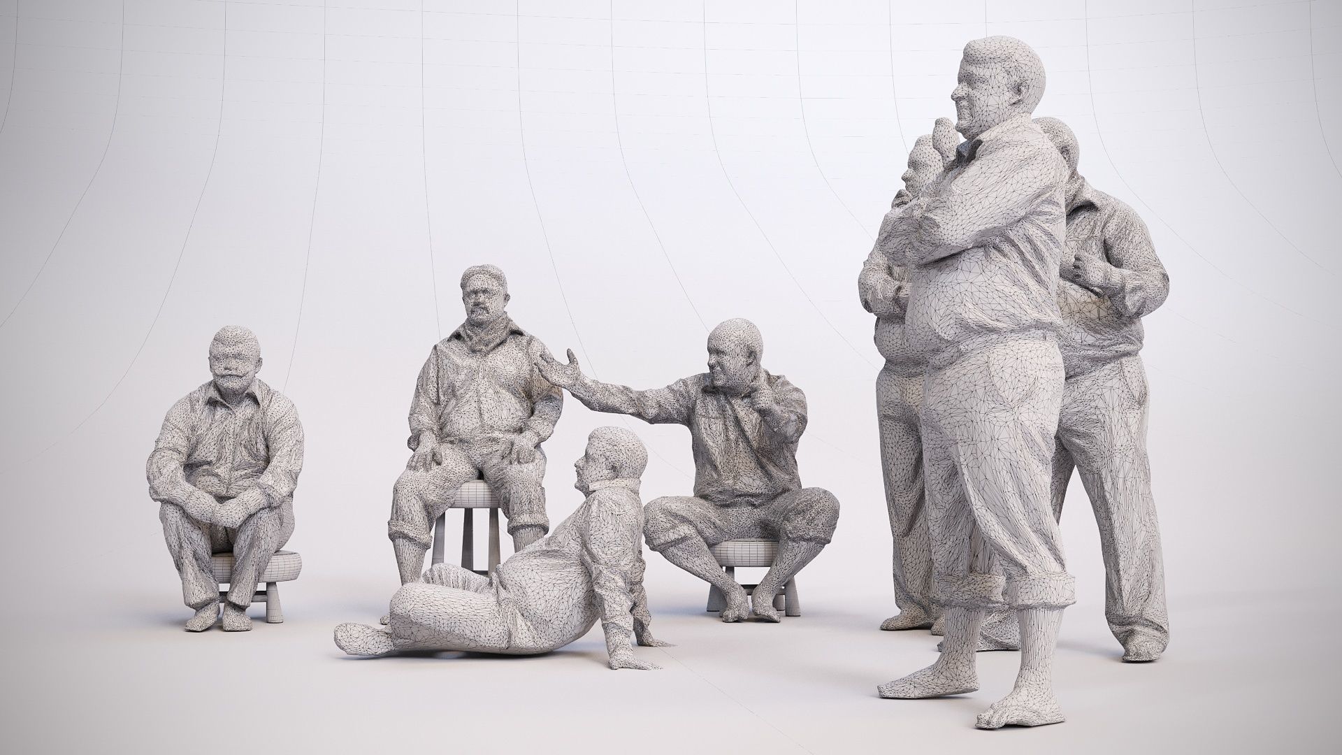 3D Man Multi Pose Model Package Blender and 3ds Max 3D model_5