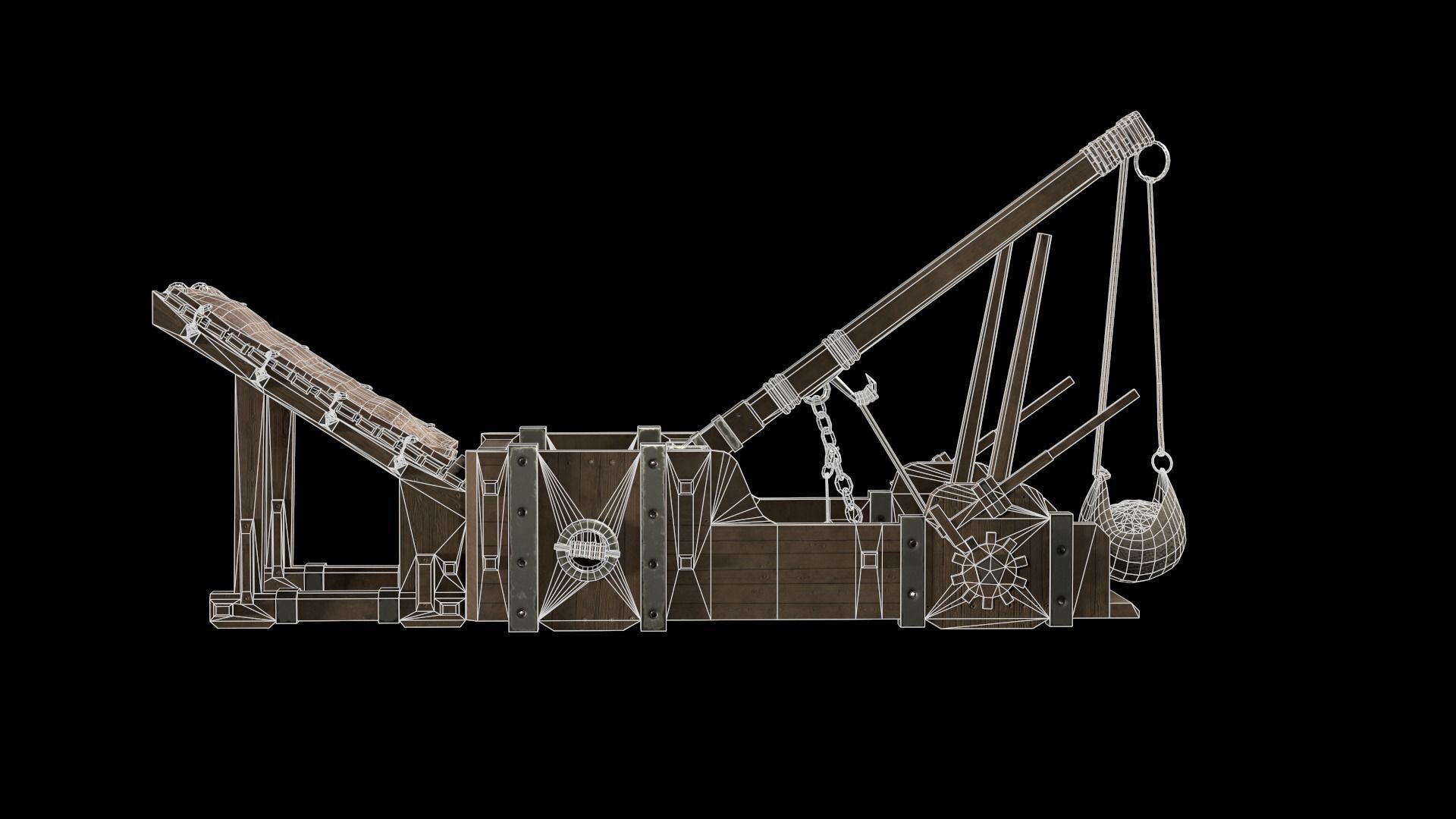Medieval Siege Weapon - Onager Low-poly 3D model_12