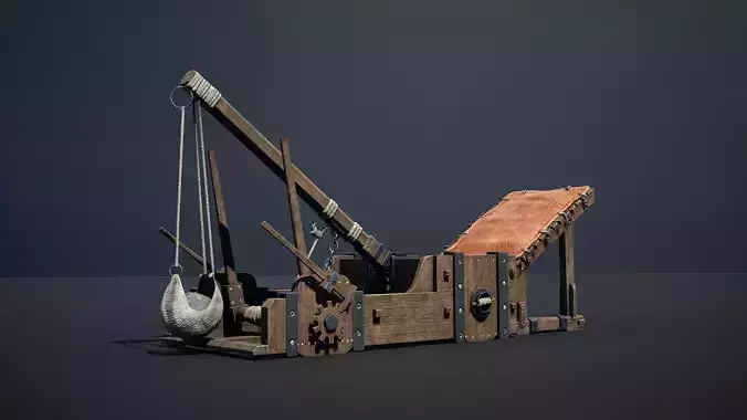 Medieval Siege Weapon - Onager Low-poly 3D model Medieval Siege Weapon - Onager Low-poly 3D model