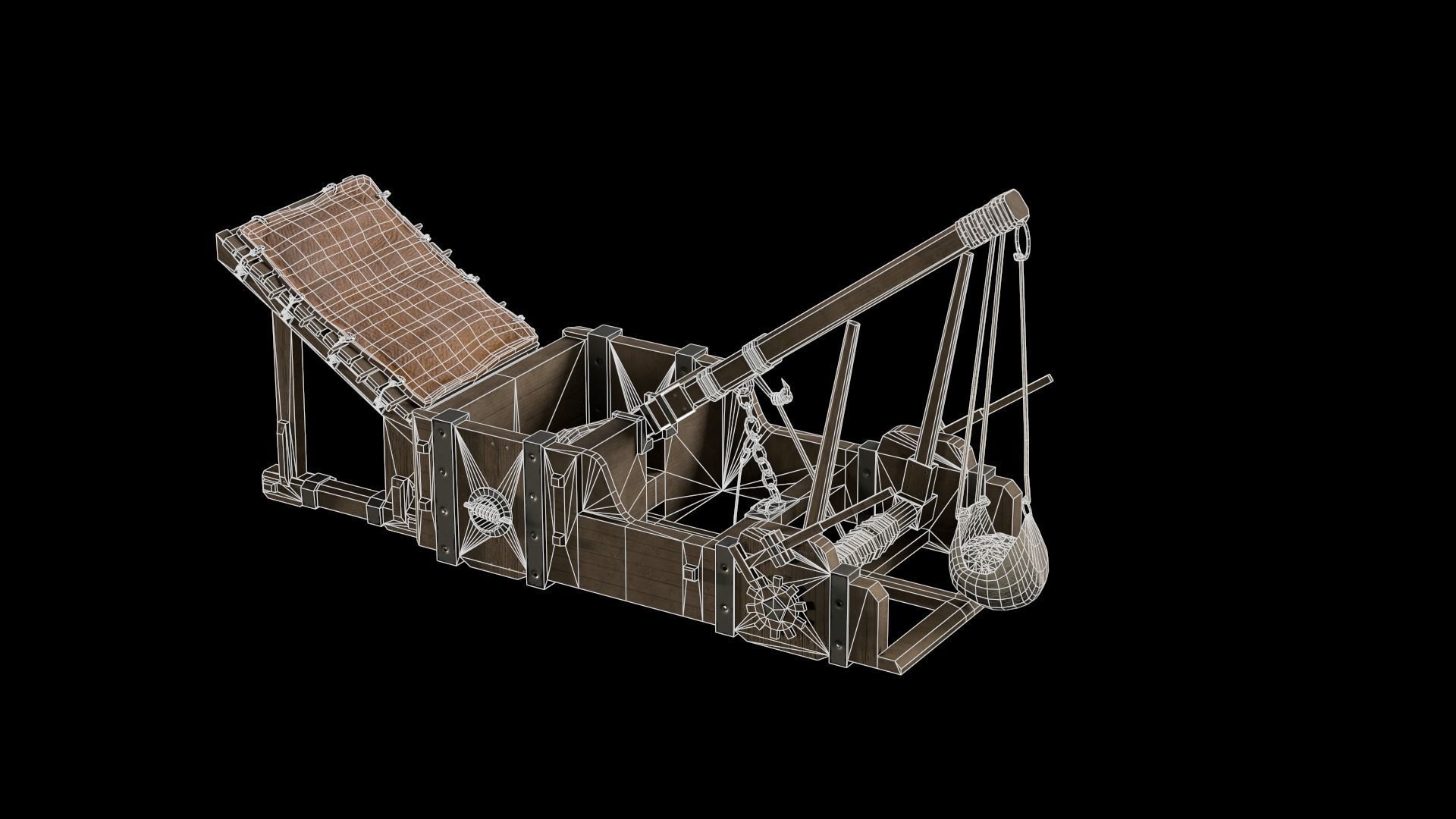 Medieval Siege Weapon - Onager Low-poly 3D model_8
