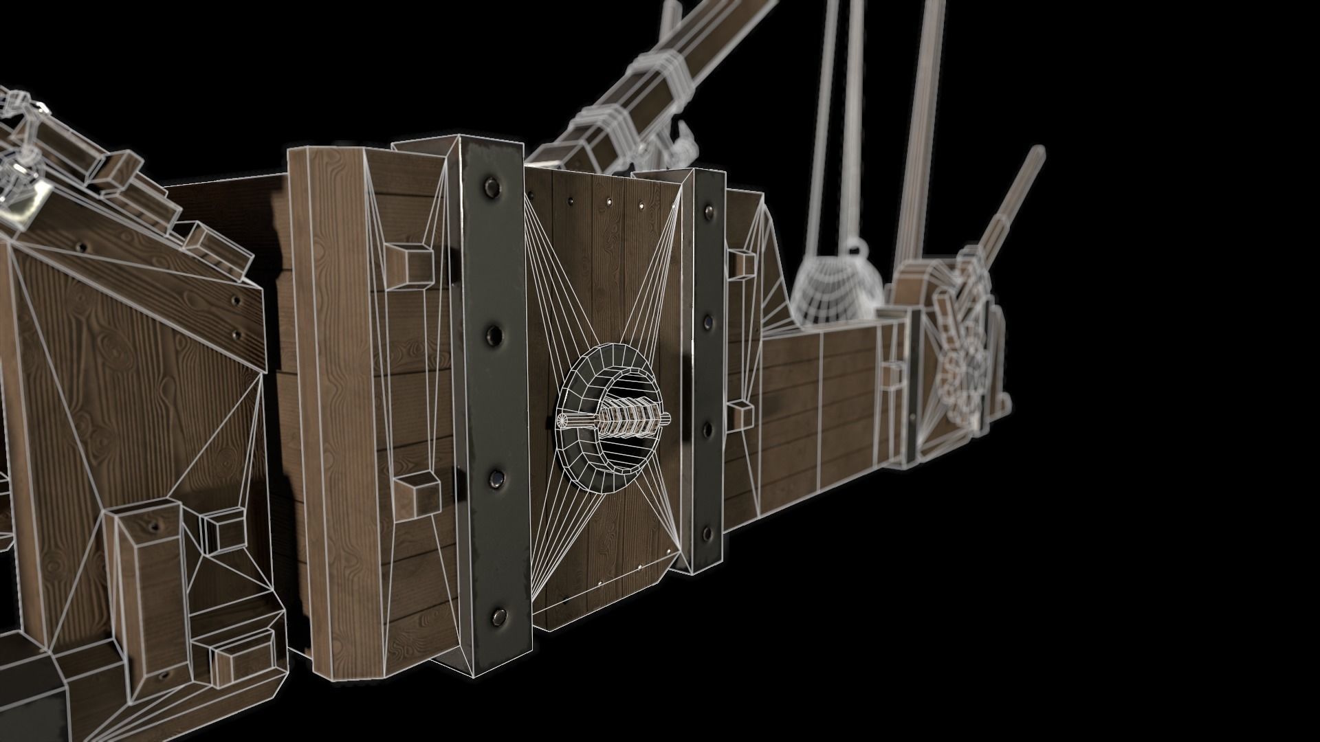 Medieval Siege Weapon - Onager Low-poly 3D model_9