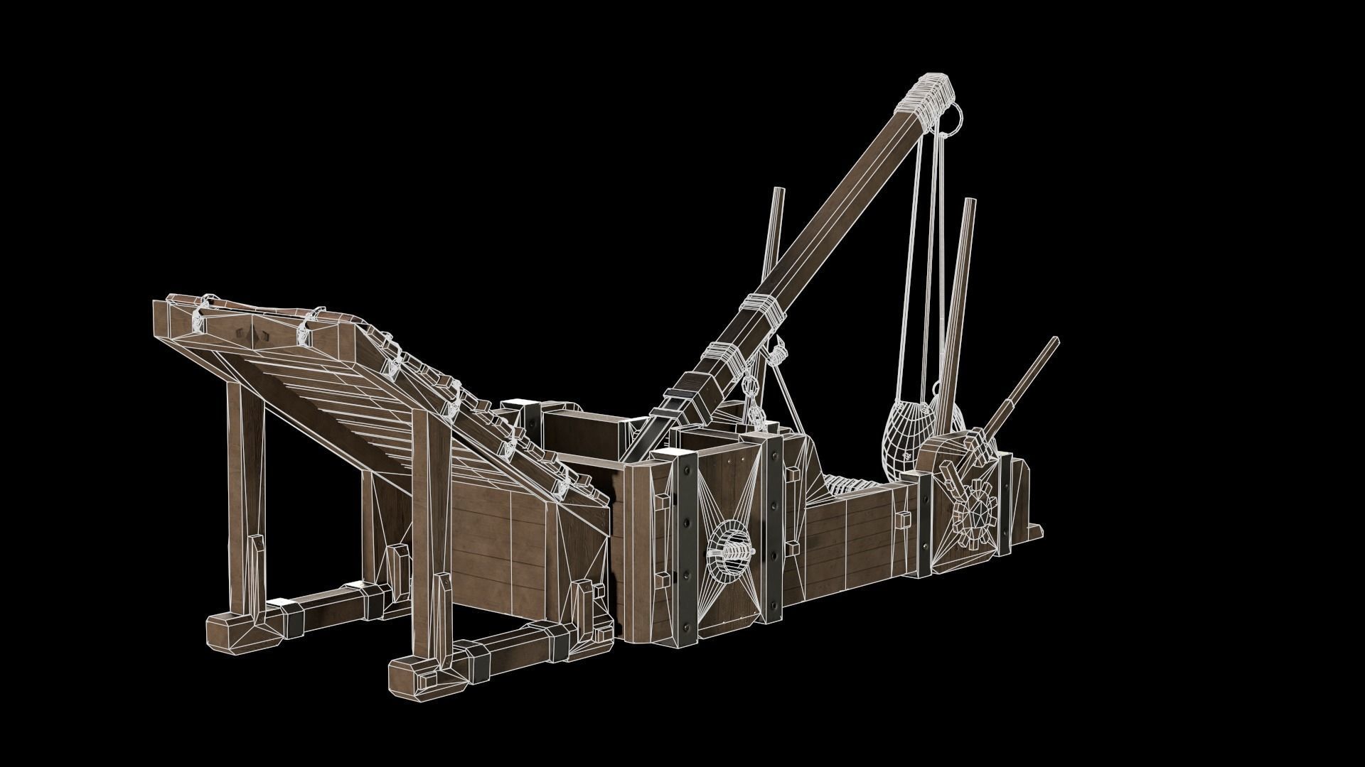 Medieval Siege Weapon - Onager Low-poly 3D model_11