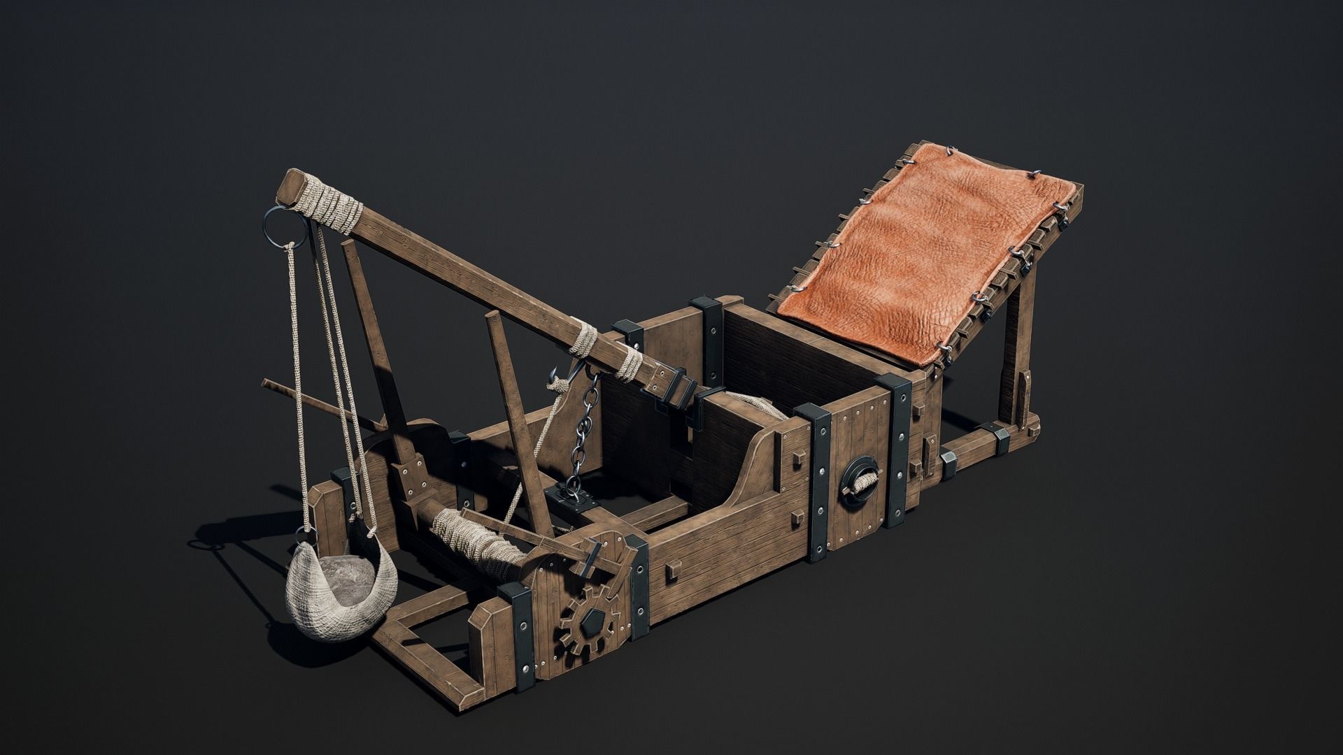 Medieval Siege Weapon - Onager Low-poly 3D model_3