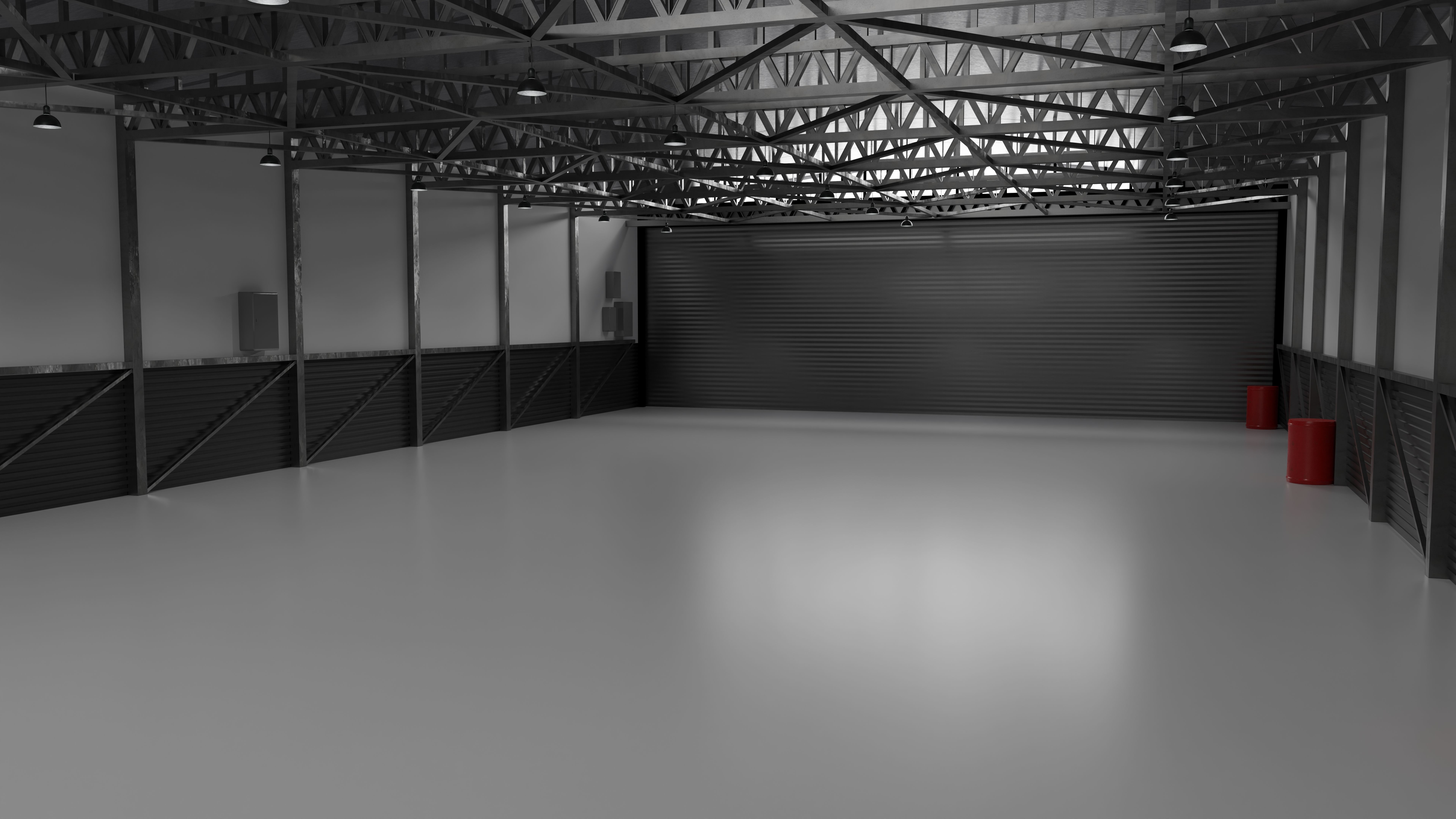 Airplane Hangar Interior 3D model_1