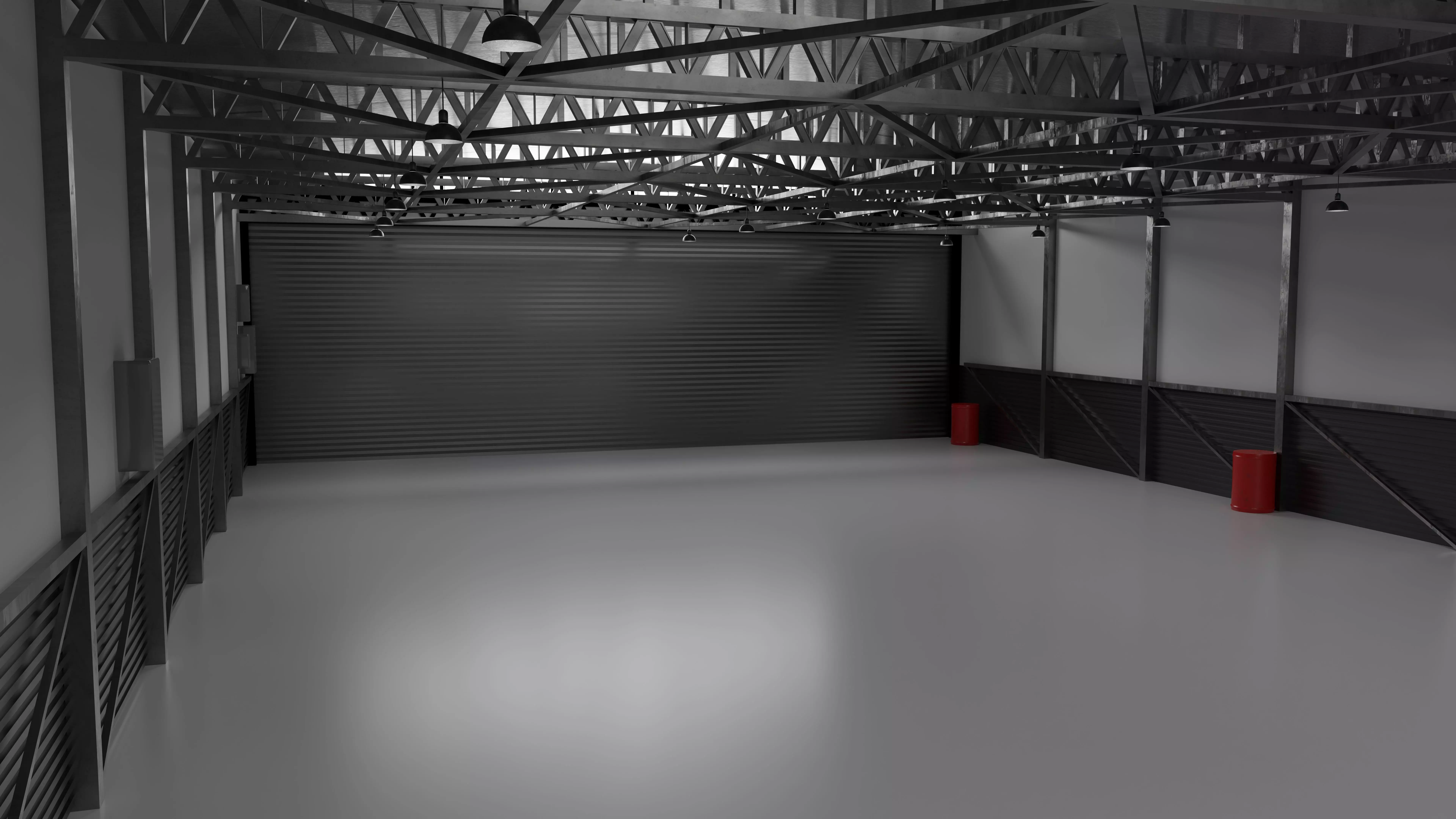 Airplane Hangar Interior 3D model_0