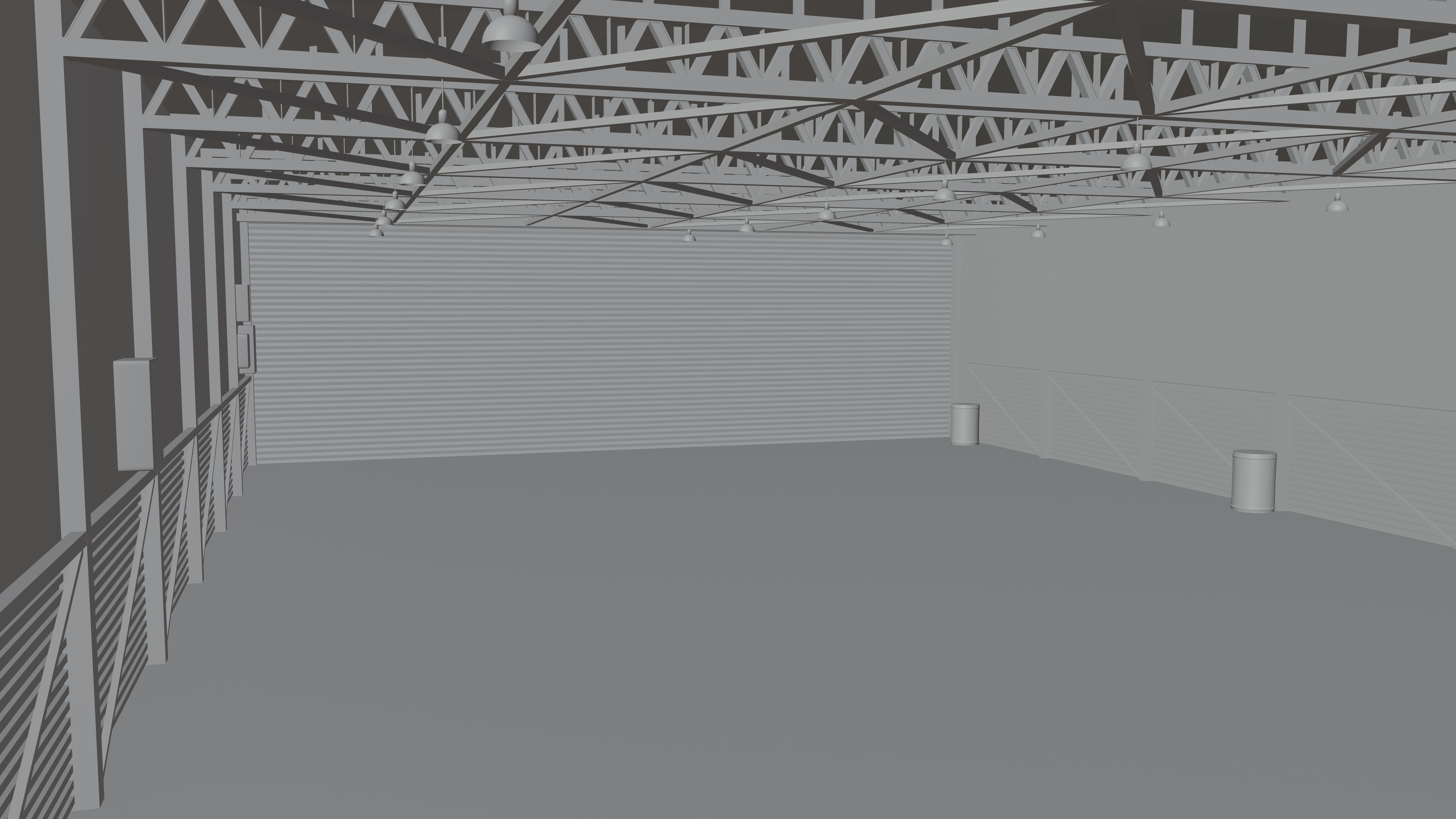 Airplane Hangar Interior 3D model_5