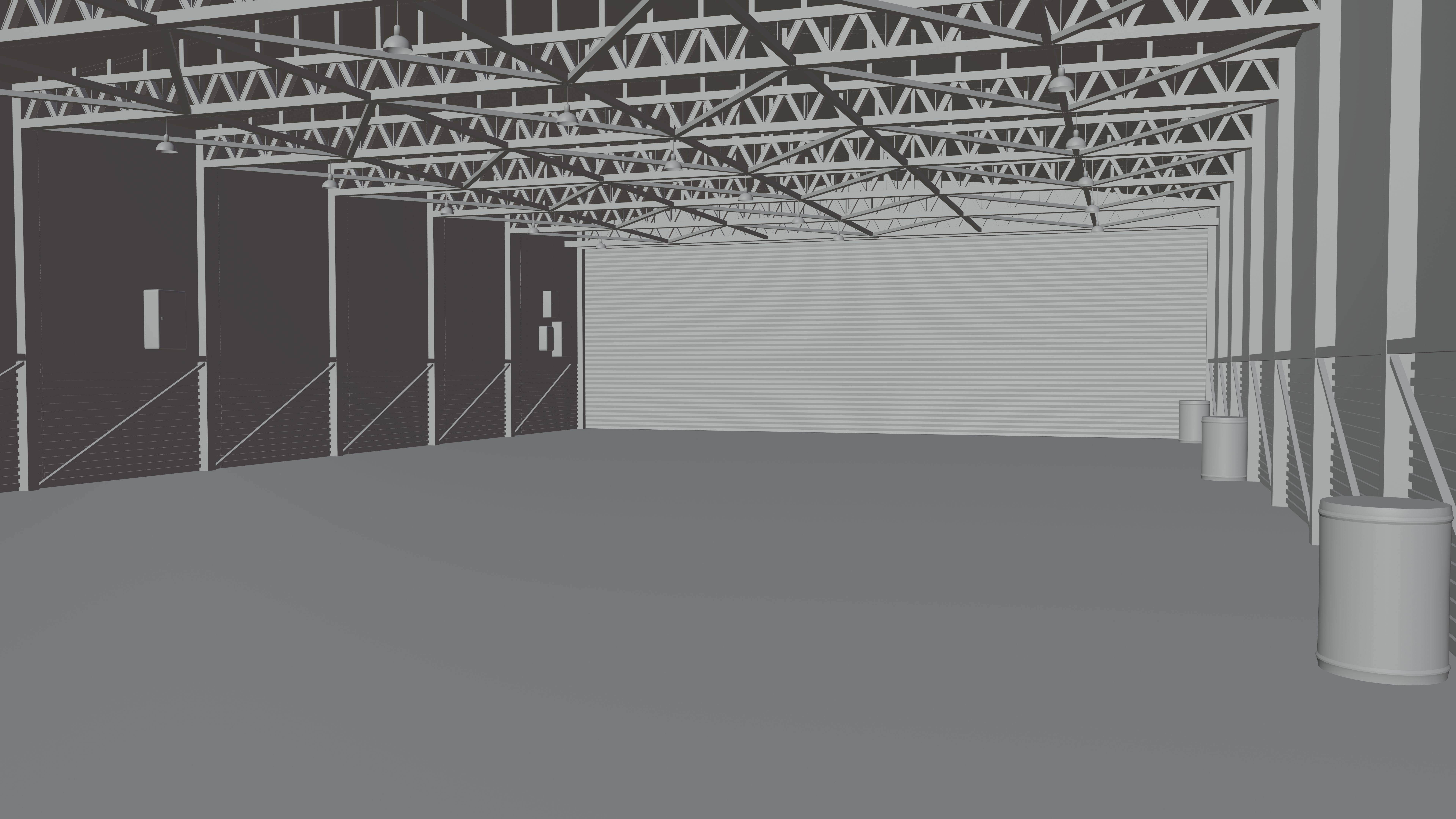 Airplane Hangar Interior 3D model_4