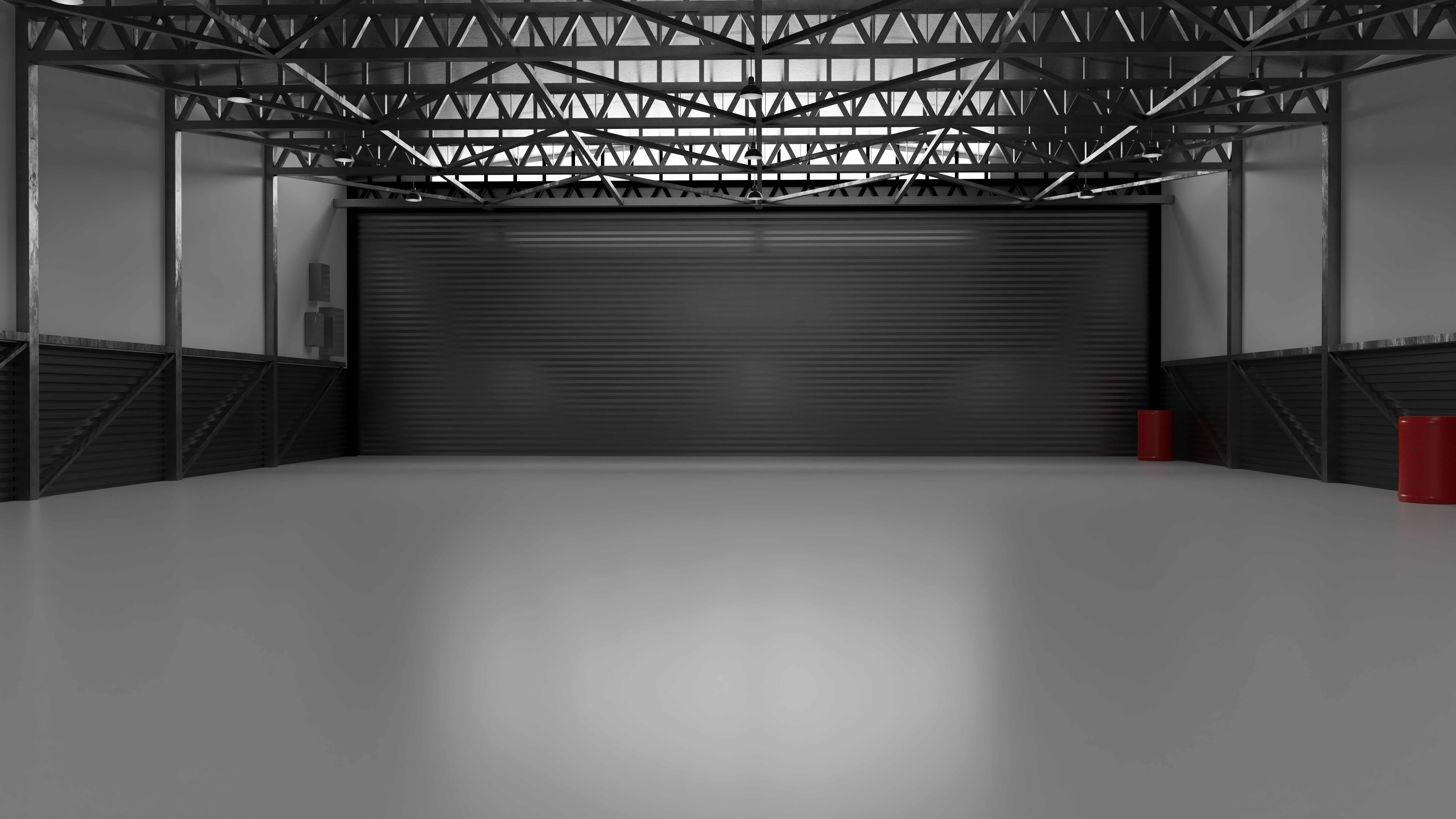 Airplane Hangar Interior 3D model_2