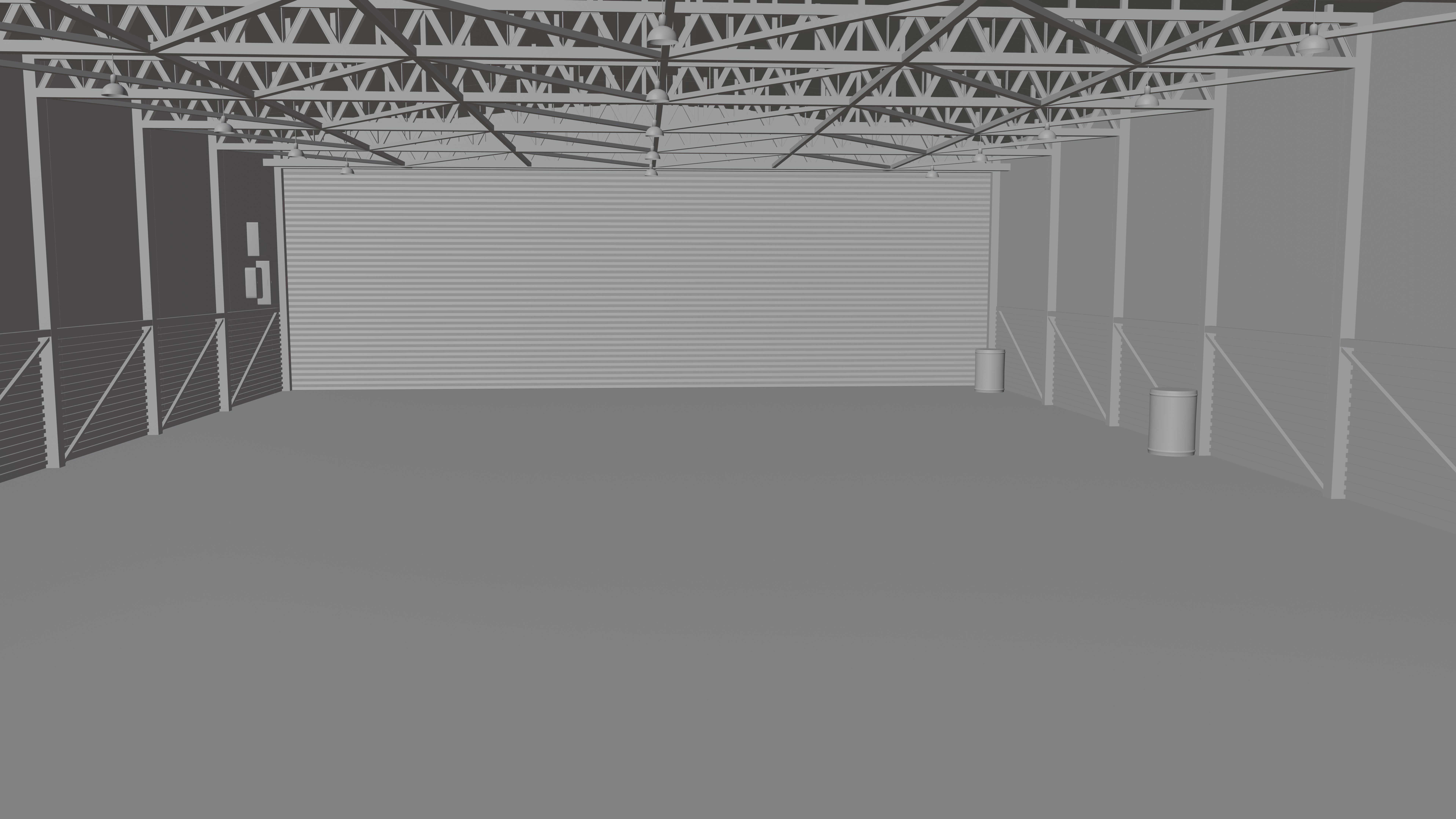 Airplane Hangar Interior 3D model_3