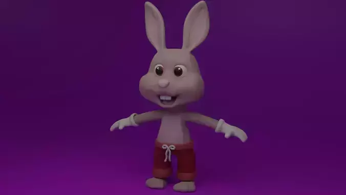 Toon Style Rabbit Rigged Character
