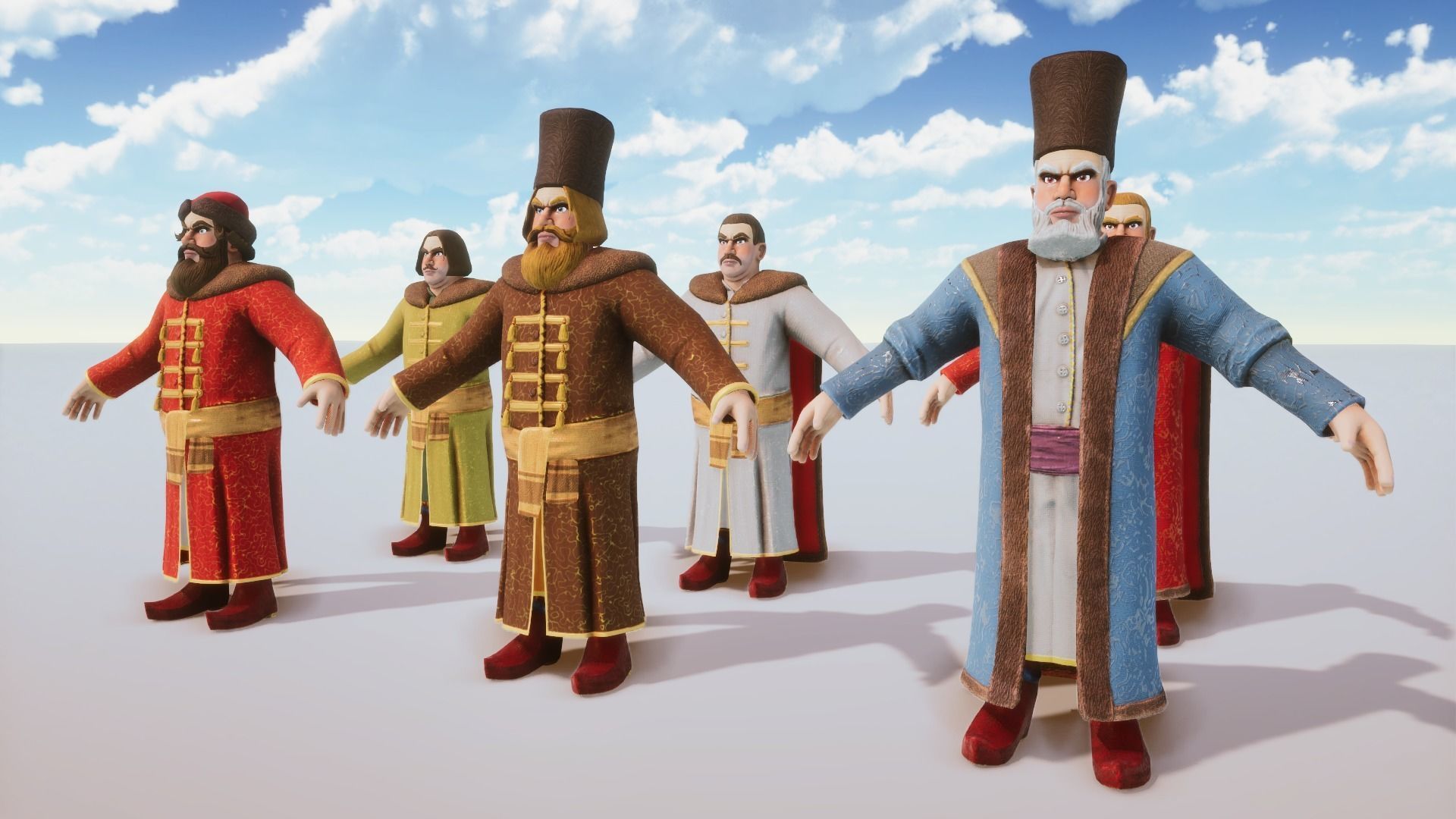 Stylized Medieval Rich People Kit Rigged With Shape Keys Low-poly 3D model_5