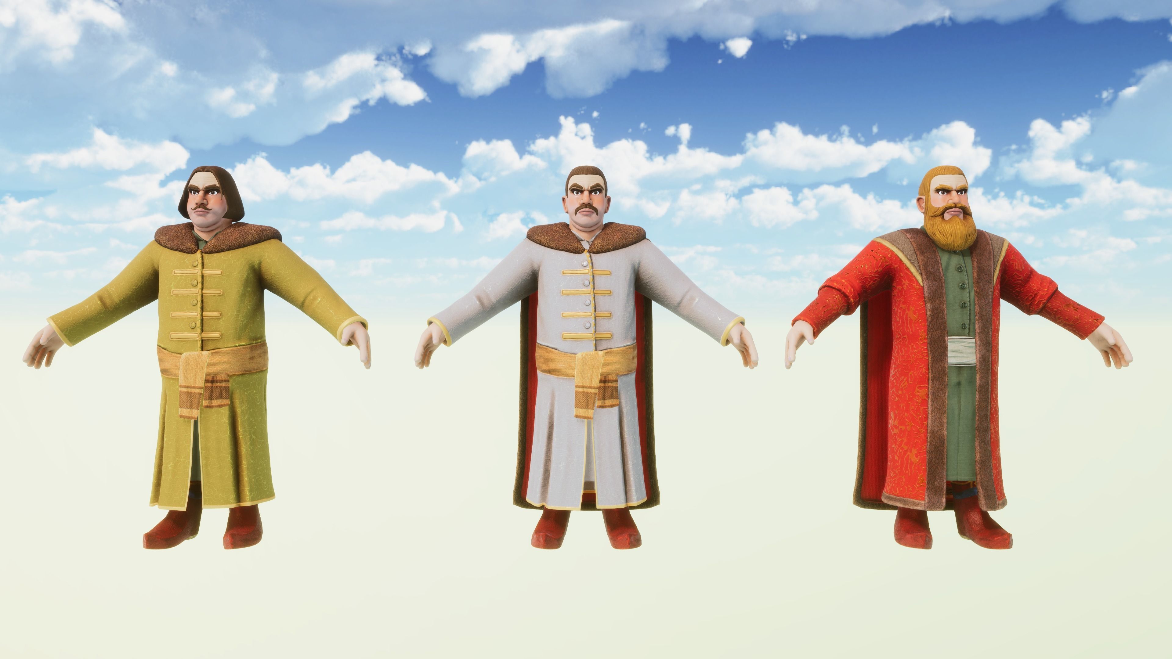 Stylized Medieval Rich People Kit Rigged With Shape Keys Low-poly 3D model_3
