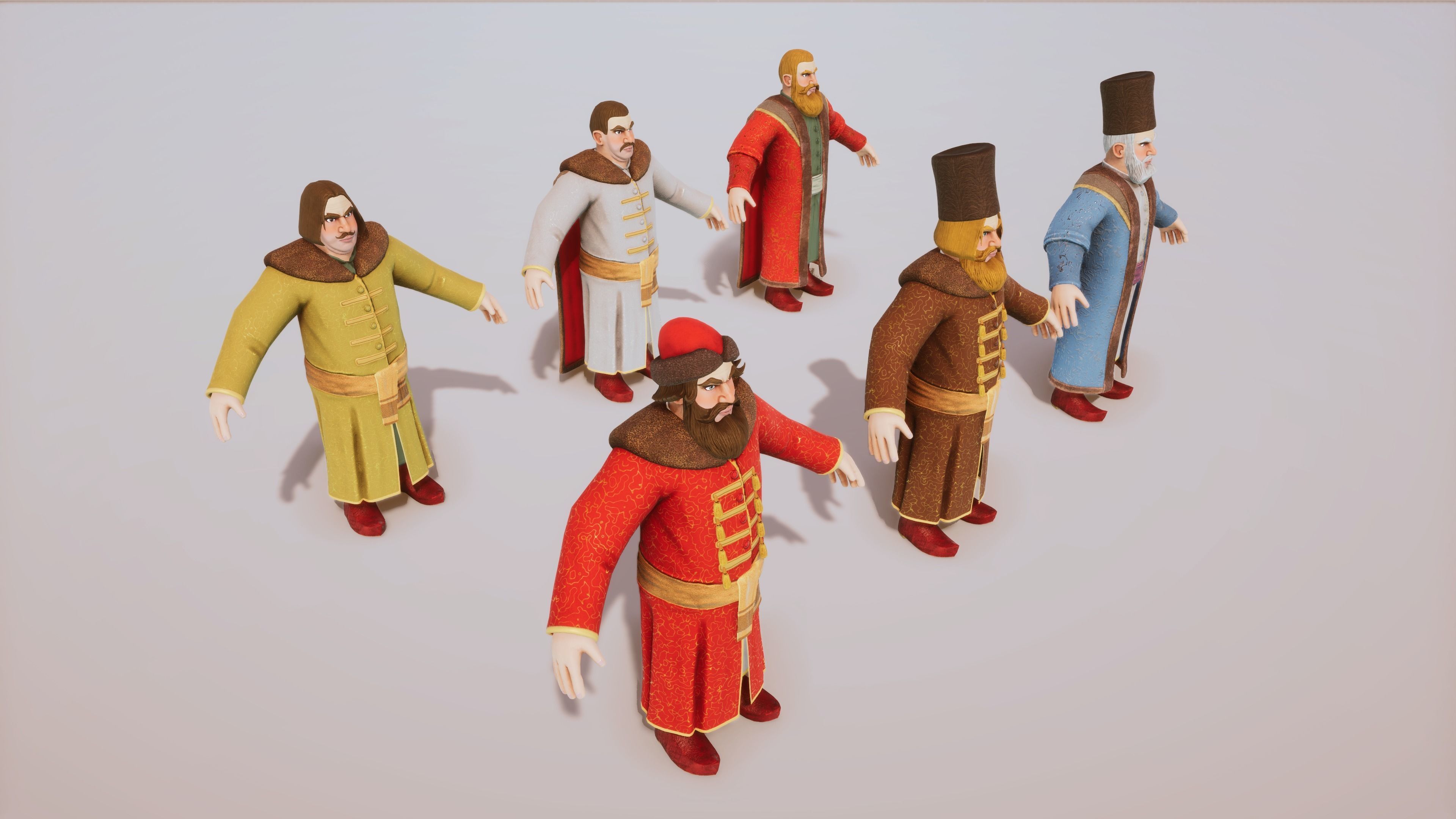 Stylized Medieval Rich People Kit Rigged With Shape Keys Low-poly 3D model_4