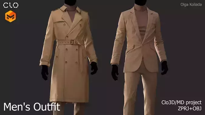 Male outfit  Marvelous Designer project and OBJ